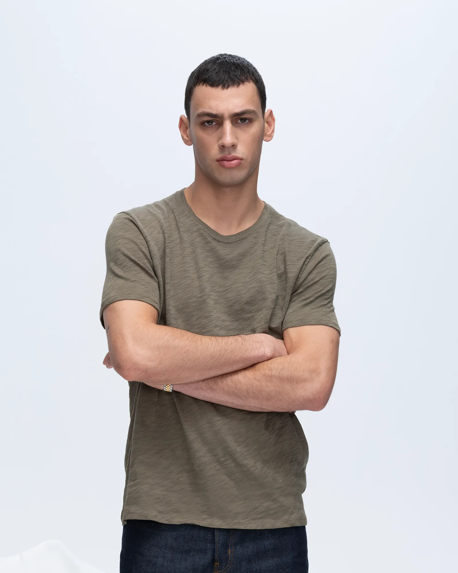 Slub Jersey Crew Neck Tee - Army street dream