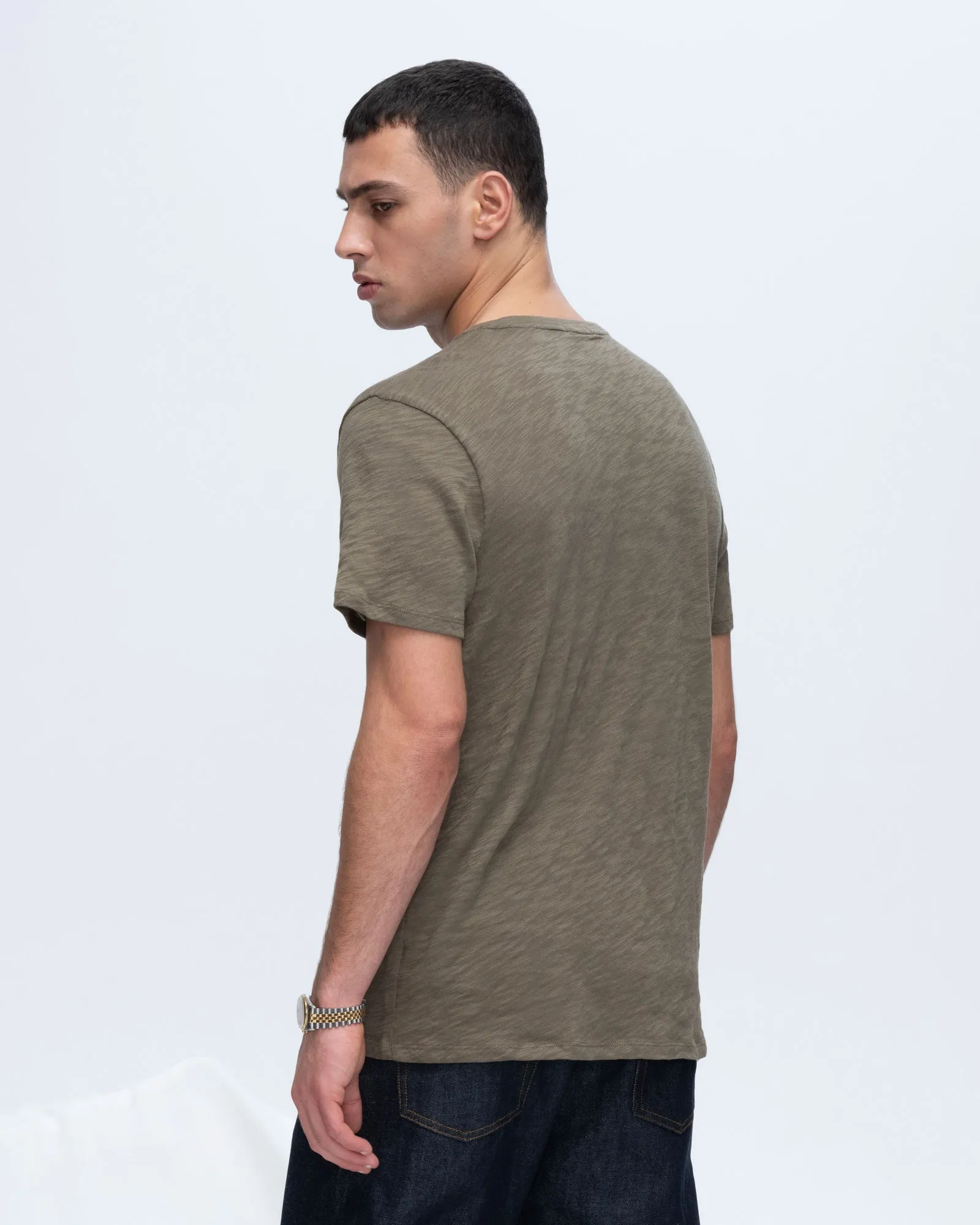 Slub Jersey Crew Neck Tee - Army sporty edge