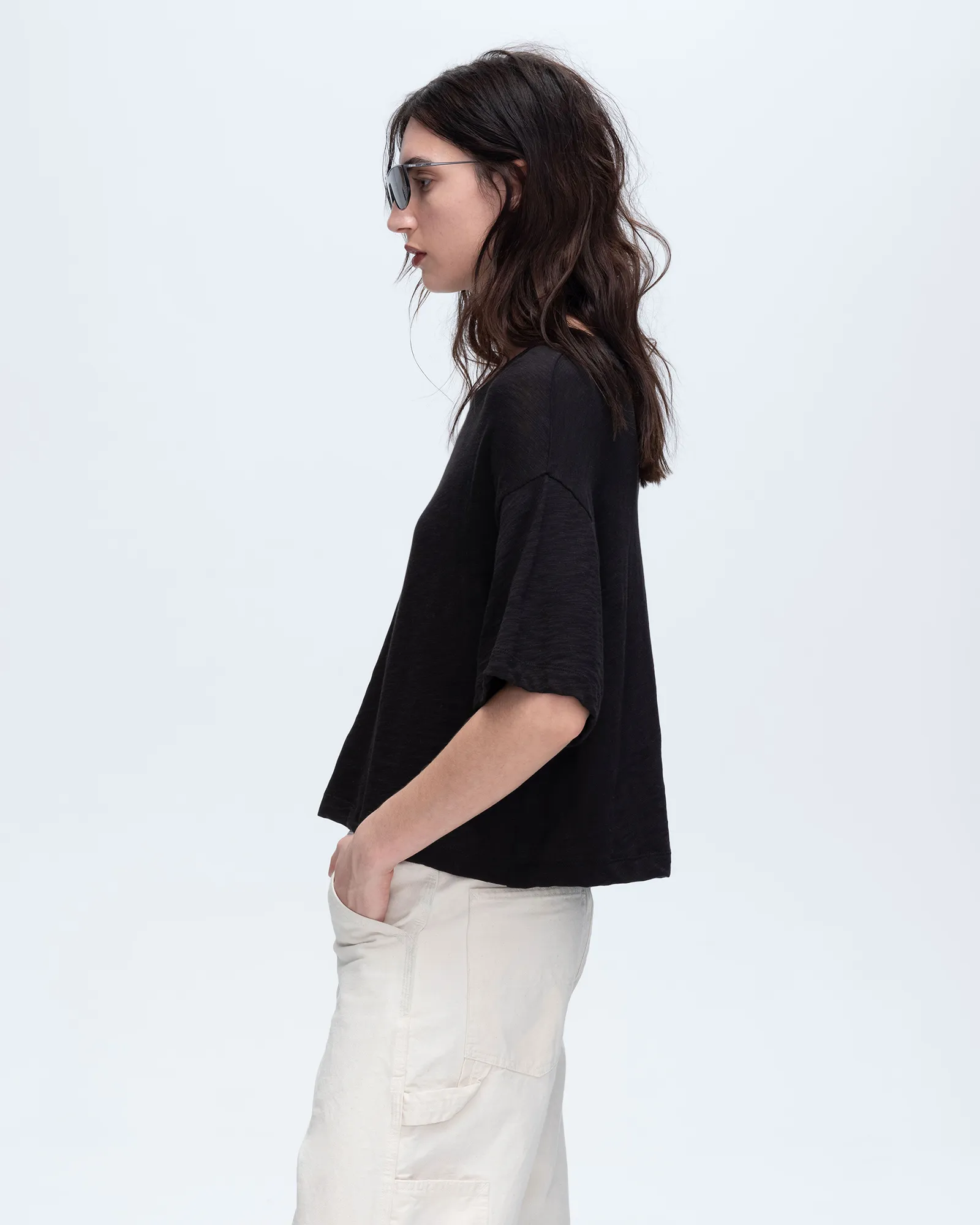Slub Jersey Crew Neck Tee - Black unisex choice