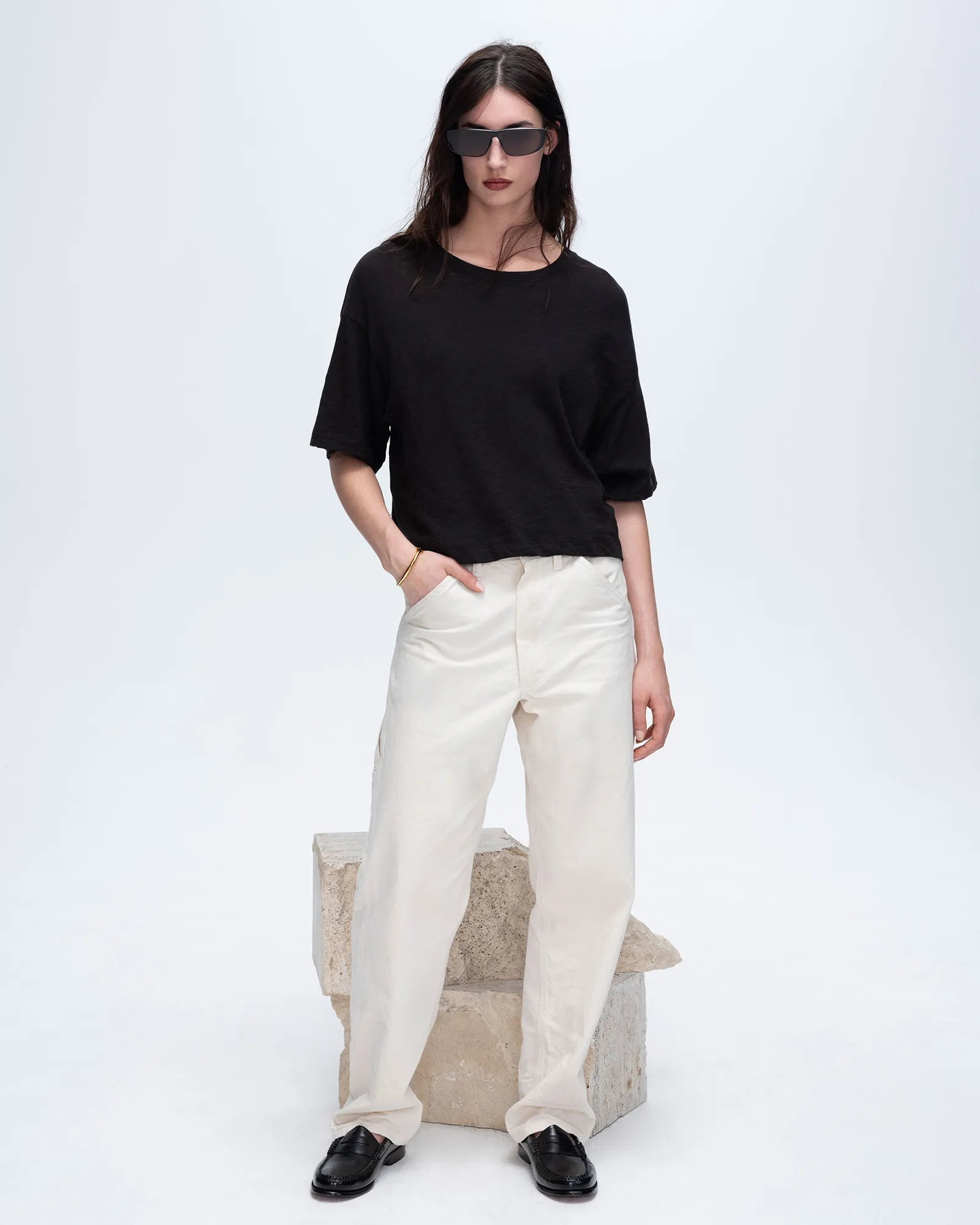 Slub Jersey Crew Neck Tee - Black daily outfit