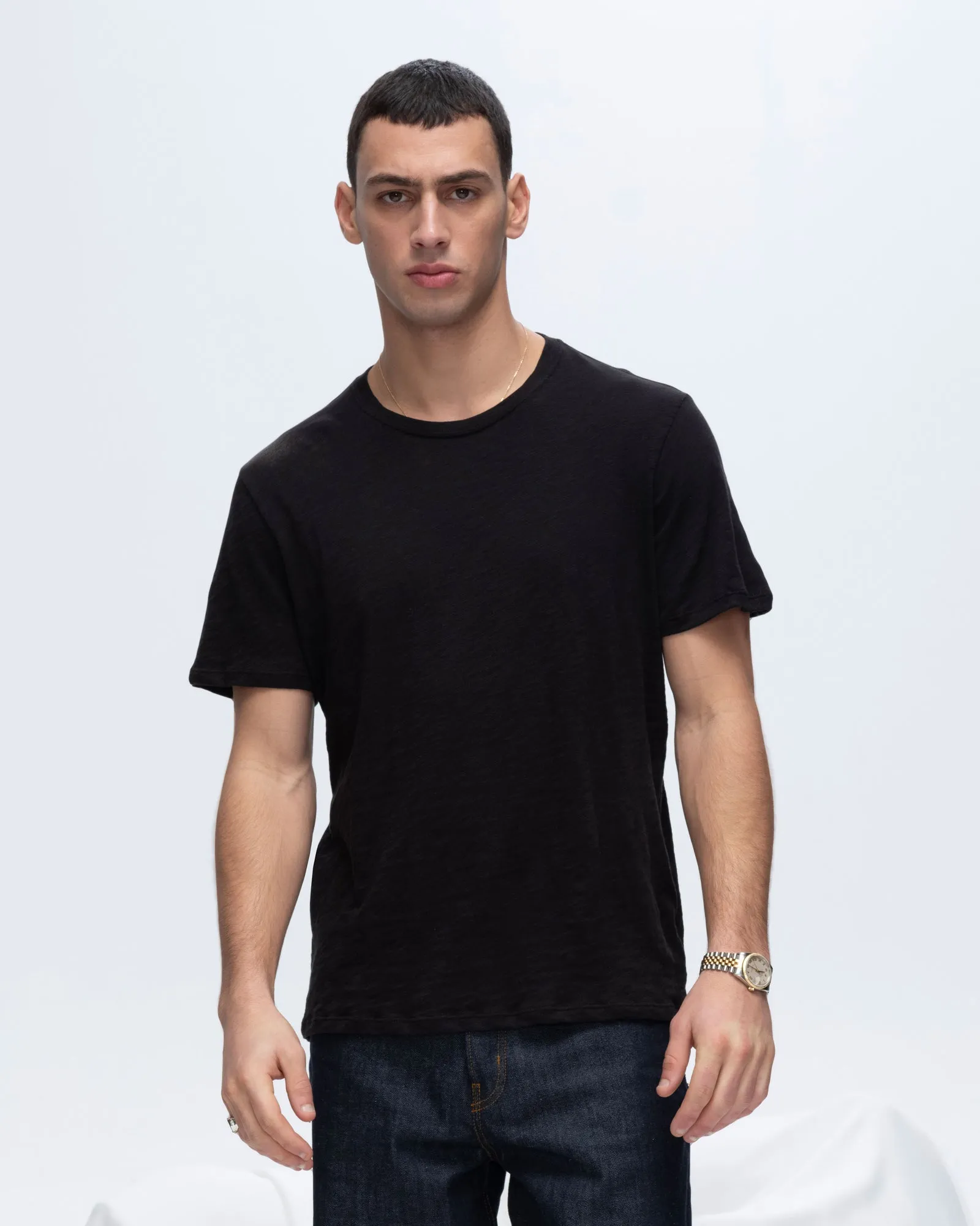 Slub Jersey Crew Neck Tee - Black art street