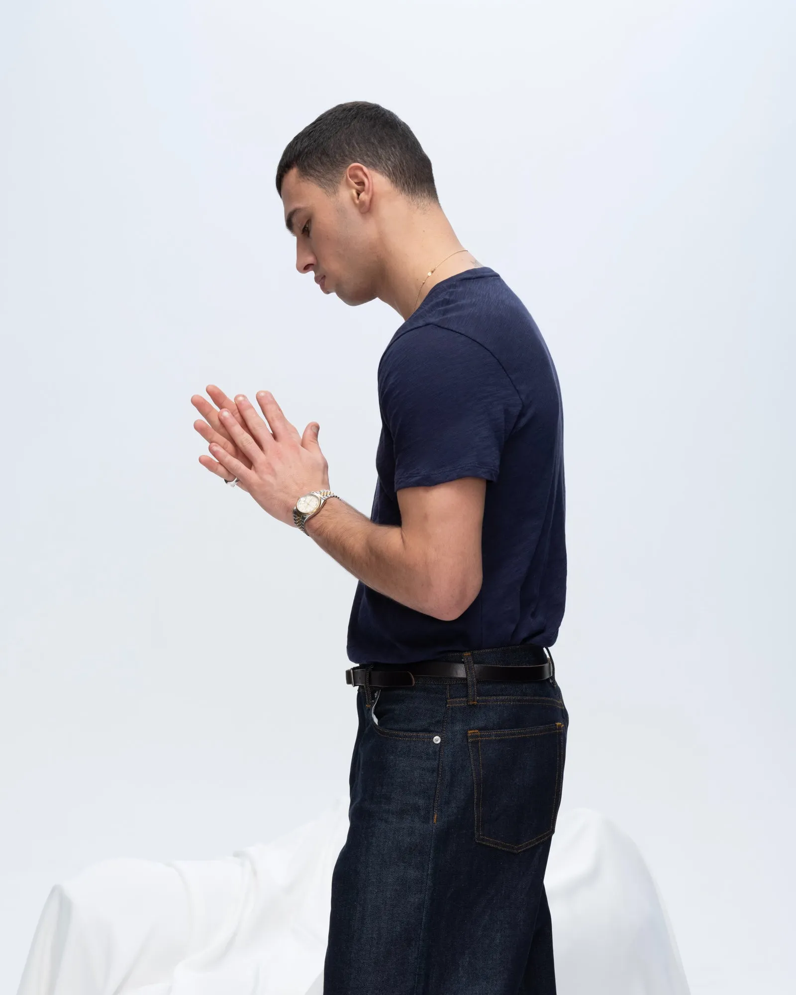 Slub Jersey Crew Neck Tee - Midnight fashion mood