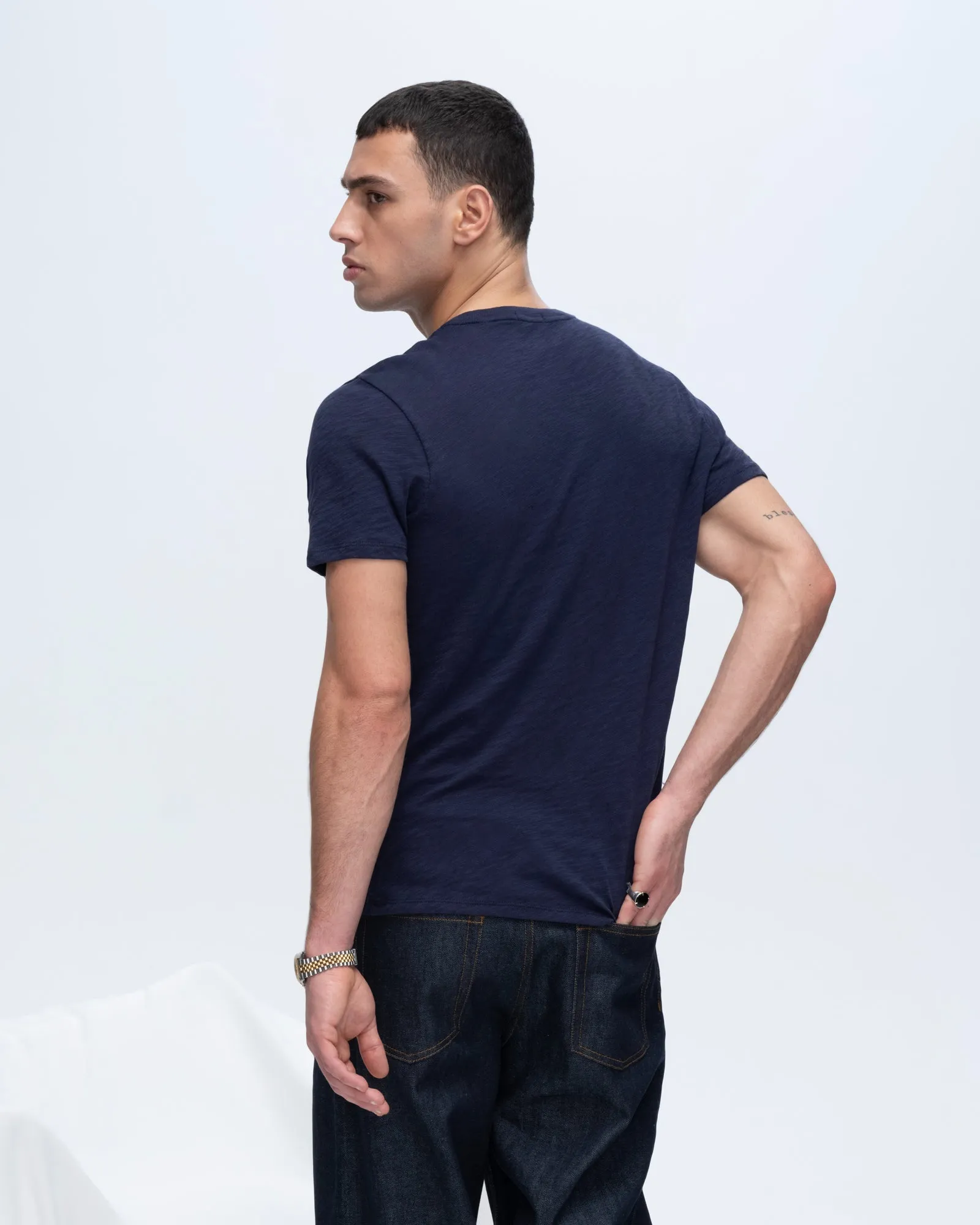 Slub Jersey Crew Neck Tee - Midnight clear style