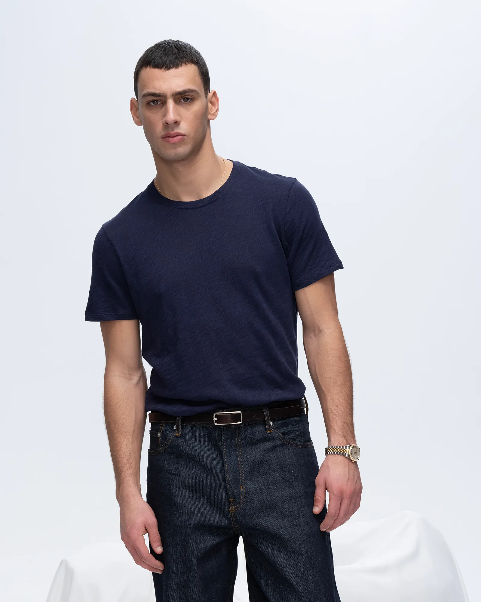 Slub Jersey Crew Neck Tee - Midnight layer ready