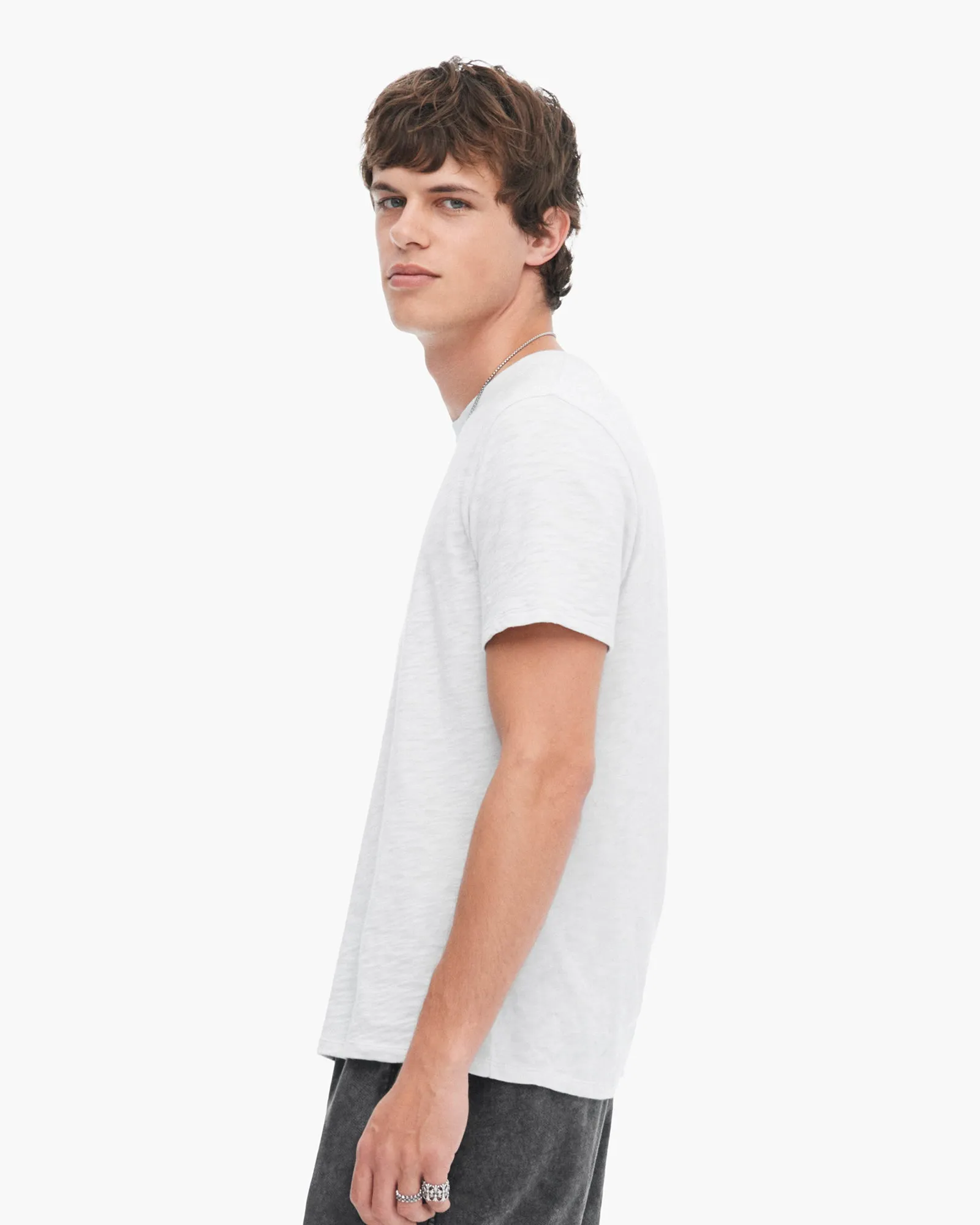 Slub Jersey Crew Neck Tee - Silver new wave