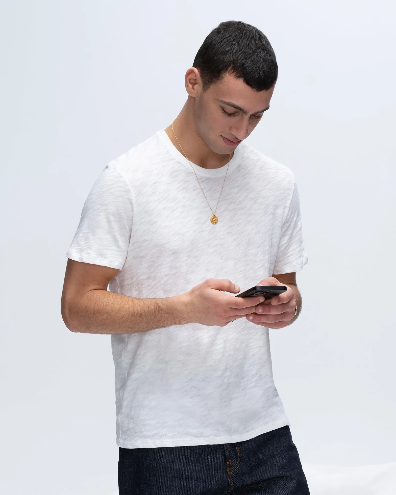 Slub Jersey Crew Neck Tee - White express self