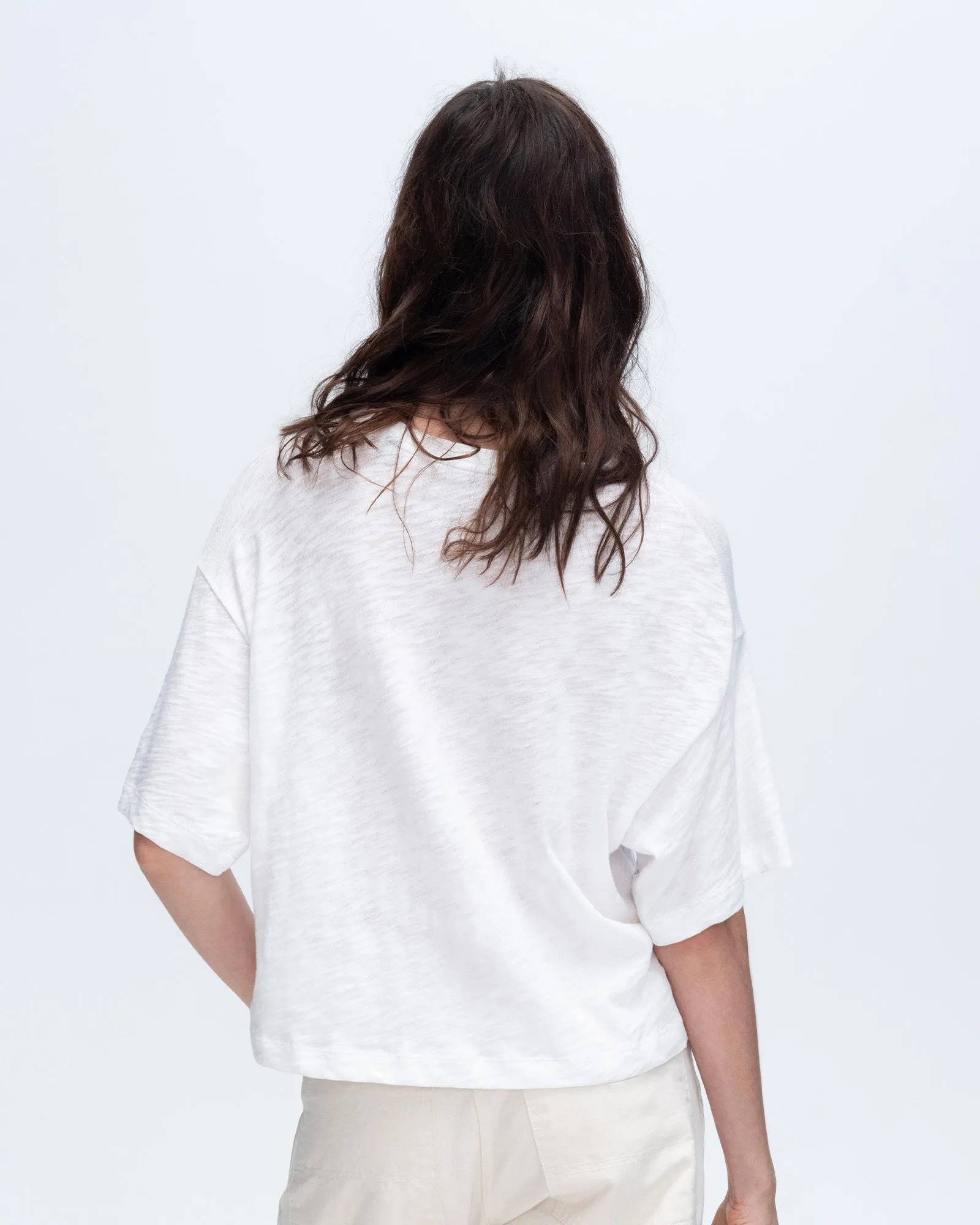 Slub Jersey Crew Neck Tee - White offday style