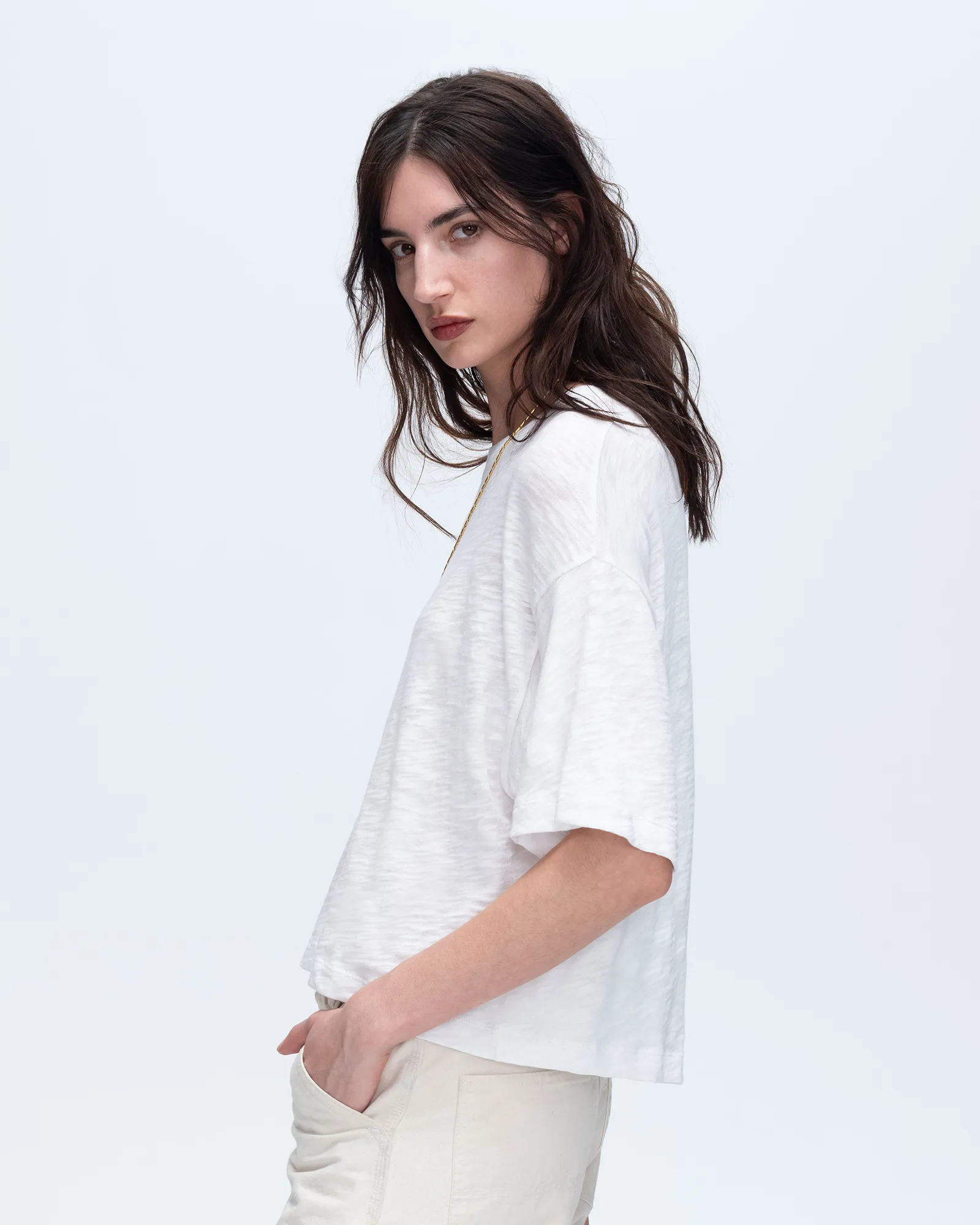 Slub Jersey Crew Neck Tee - White minimal mood