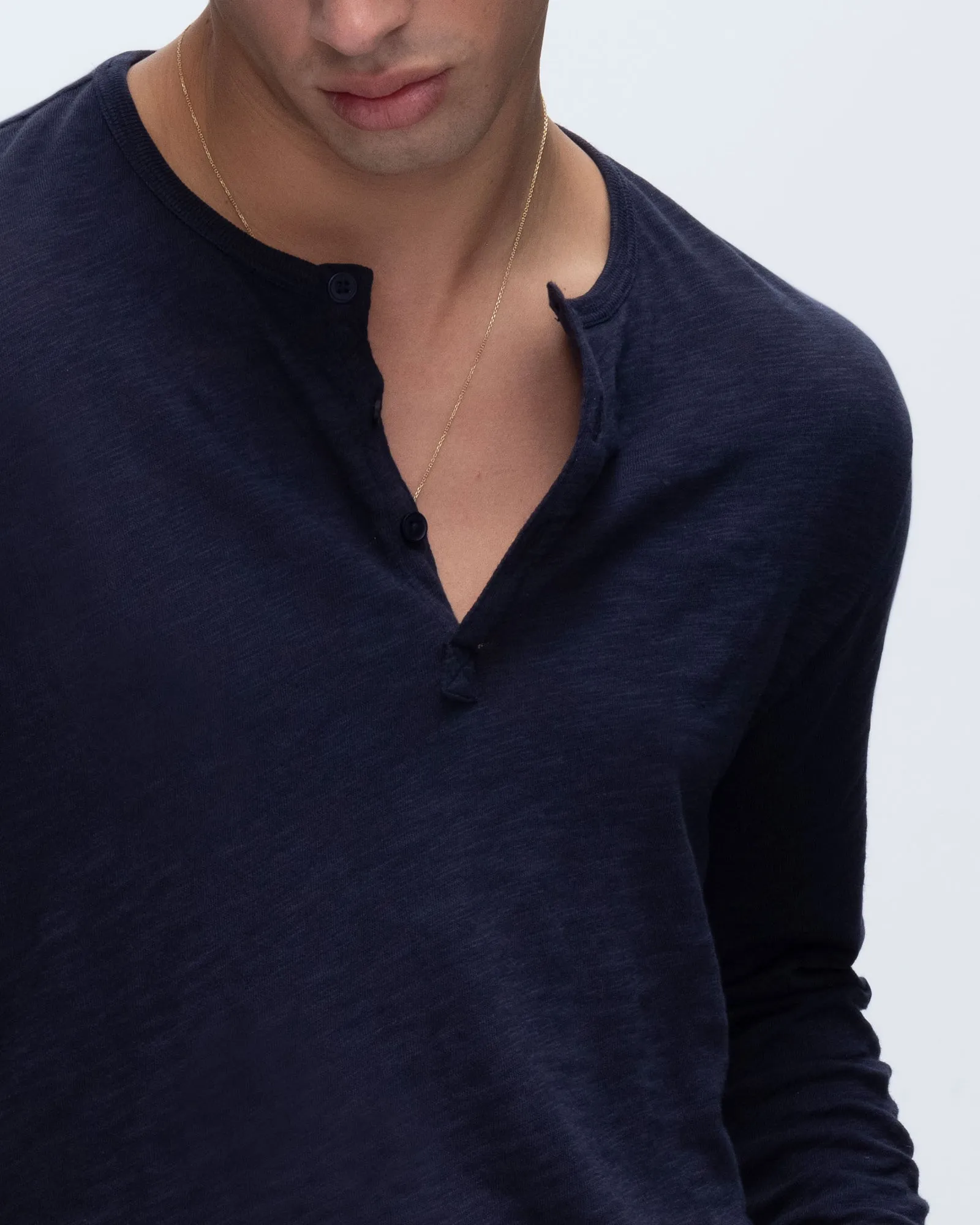Slub Jersey Destroyed Wash Henley - Midnight home vibe
