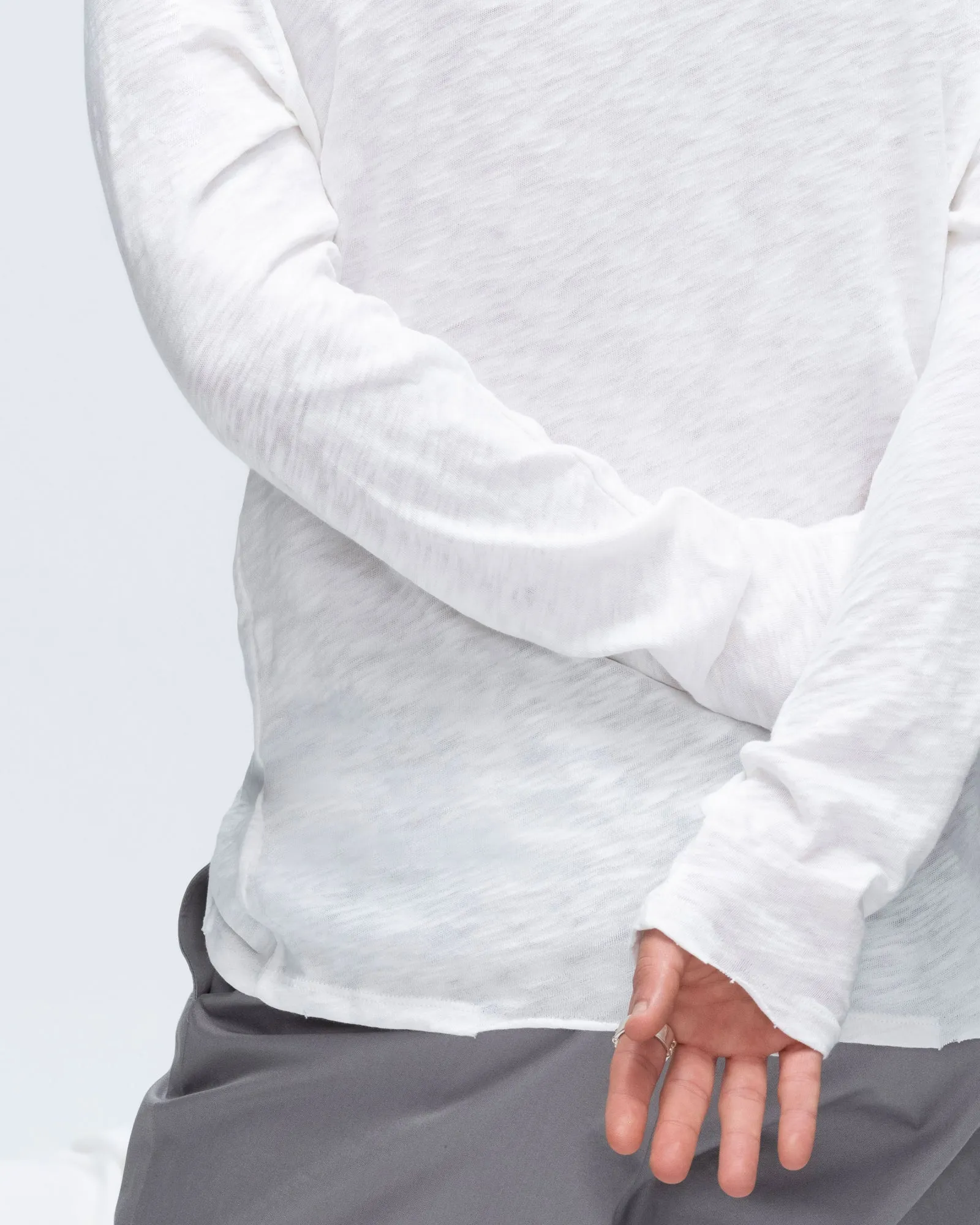 Slub Jersey Destroyed Wash Henley - White new wave