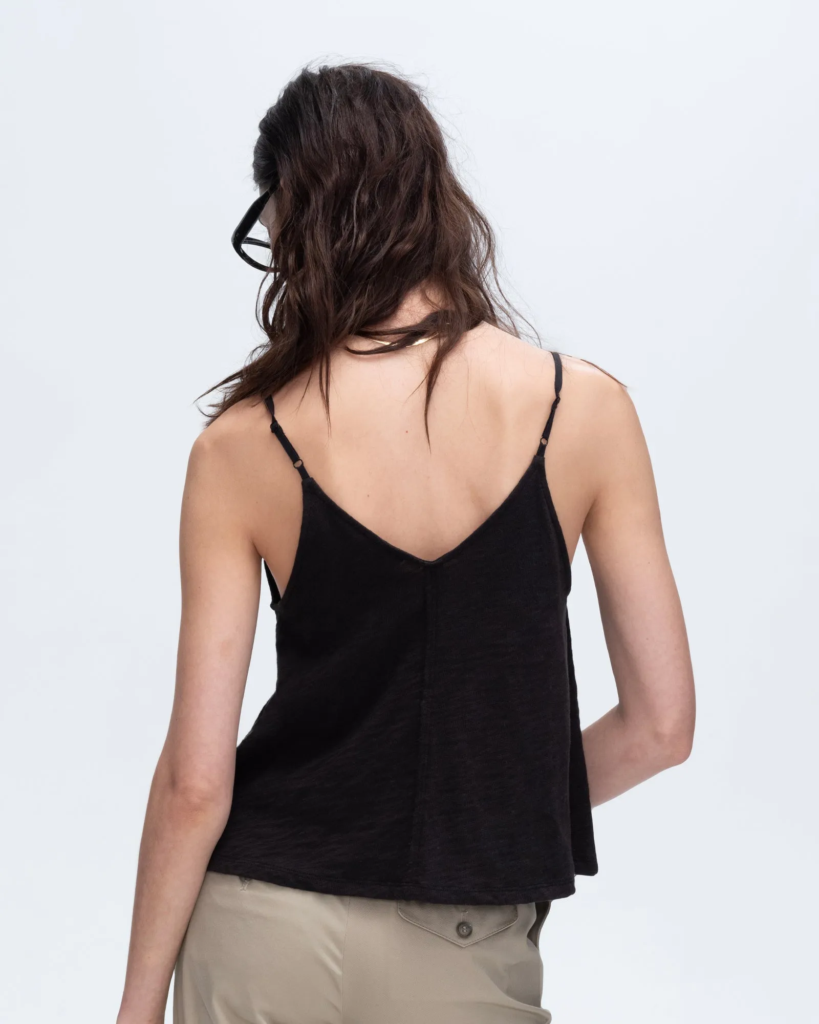 Slub Jersey Exposed Seam Tank Top - Black light core