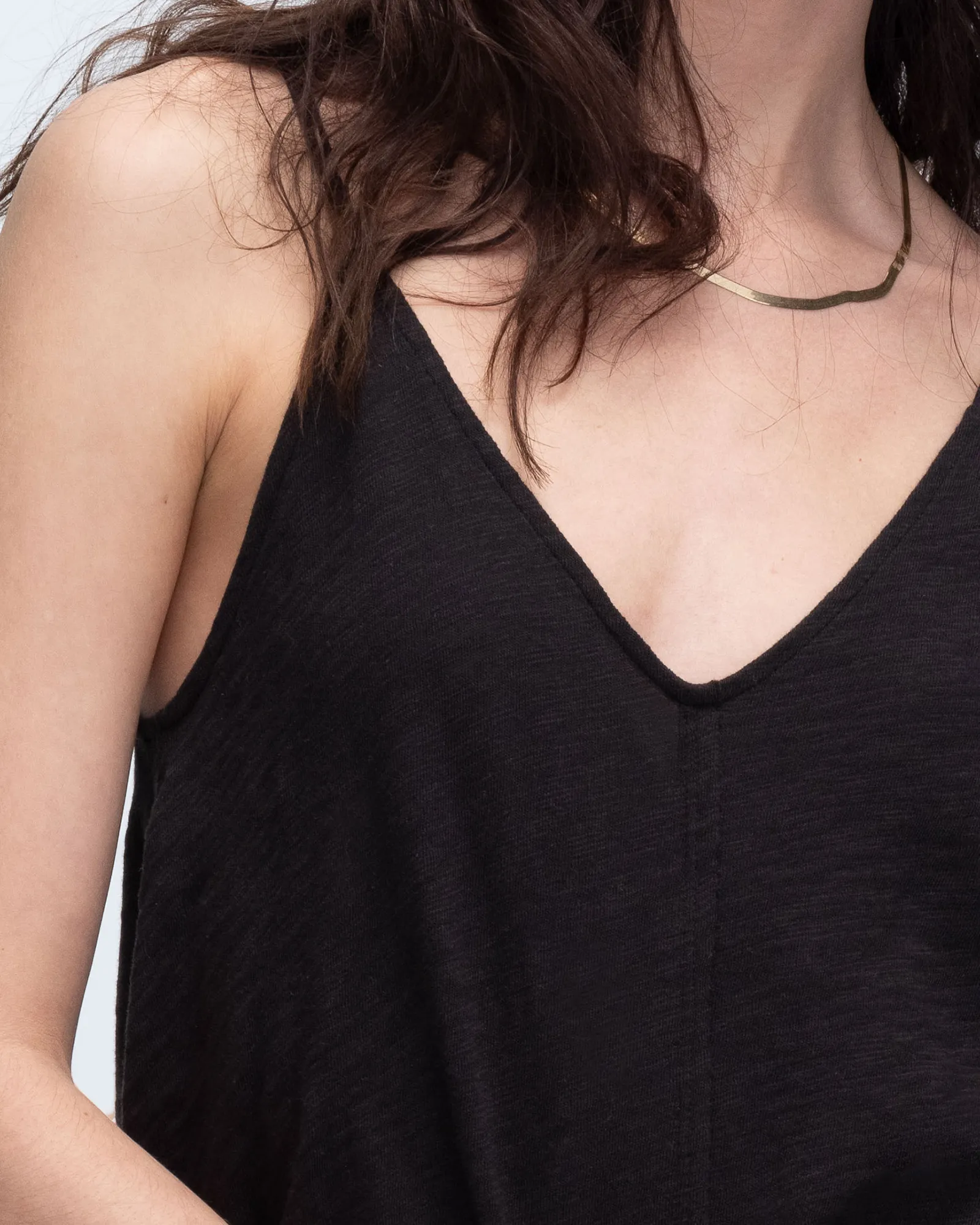 Slub Jersey Exposed Seam Tank Top - Black bold ease