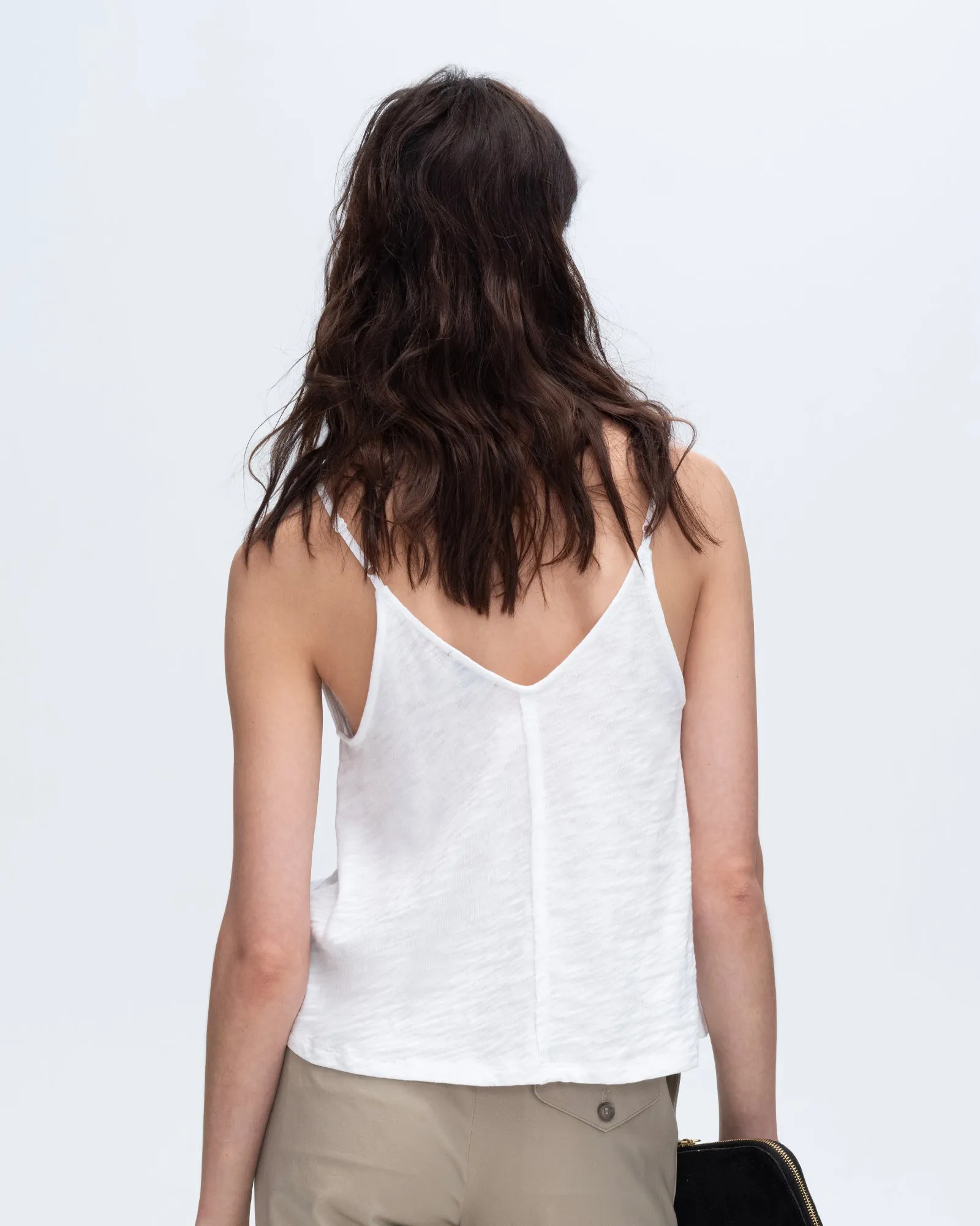 Slub Jersey Exposed Seam Tank Top - White light mood