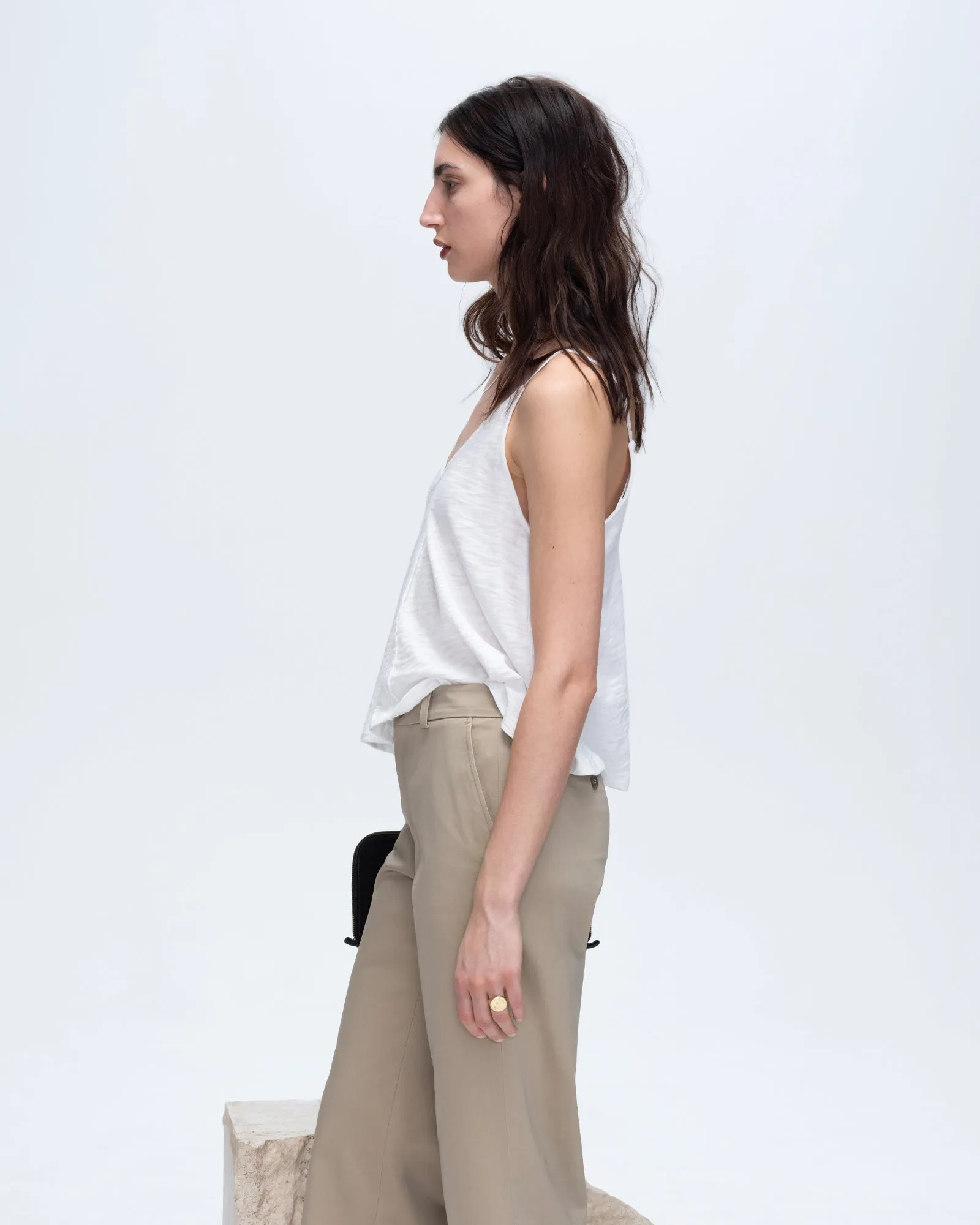 Slub Jersey Exposed Seam Tank Top - White urban edge