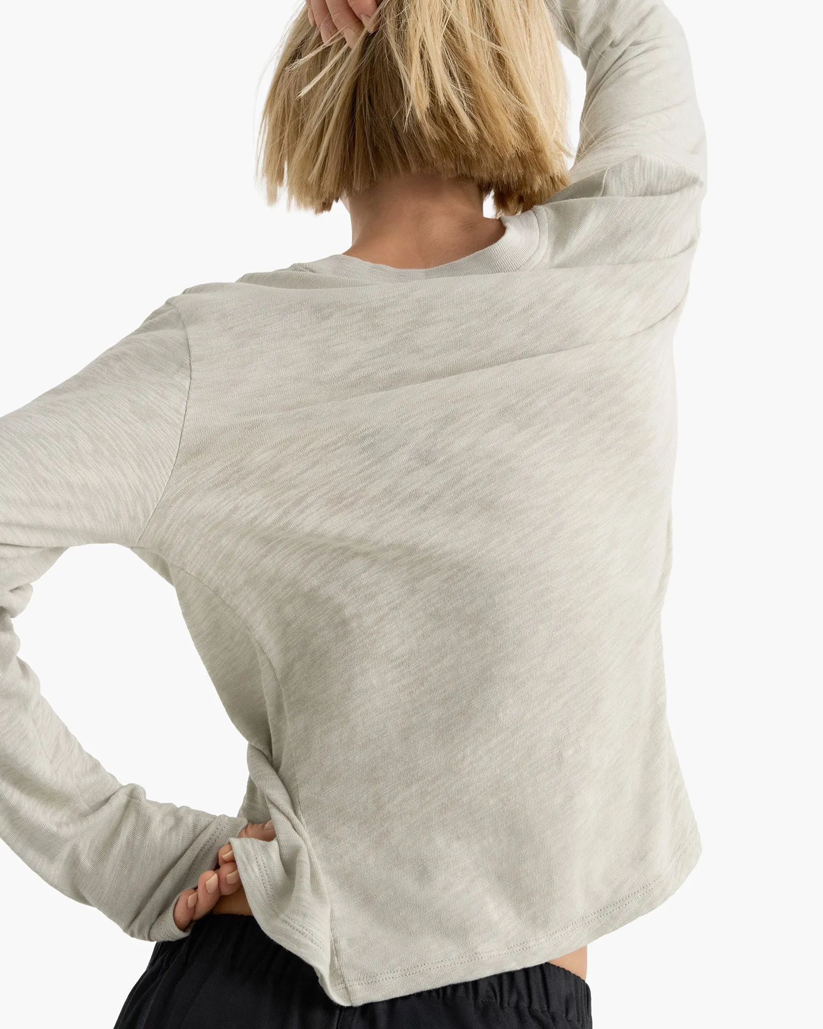 Slub Jersey Long Sleeve Crop Tee - Abbey Stone urban breeze