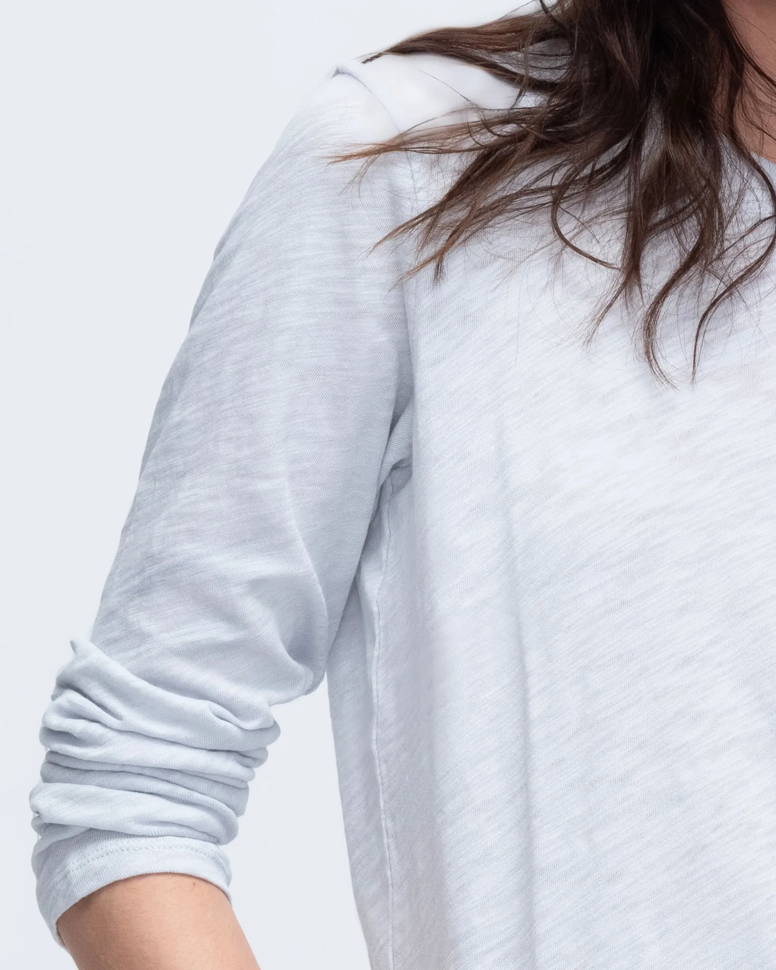 Slub Jersey Long Sleeve Crop Tee - Powder Blue clean fit