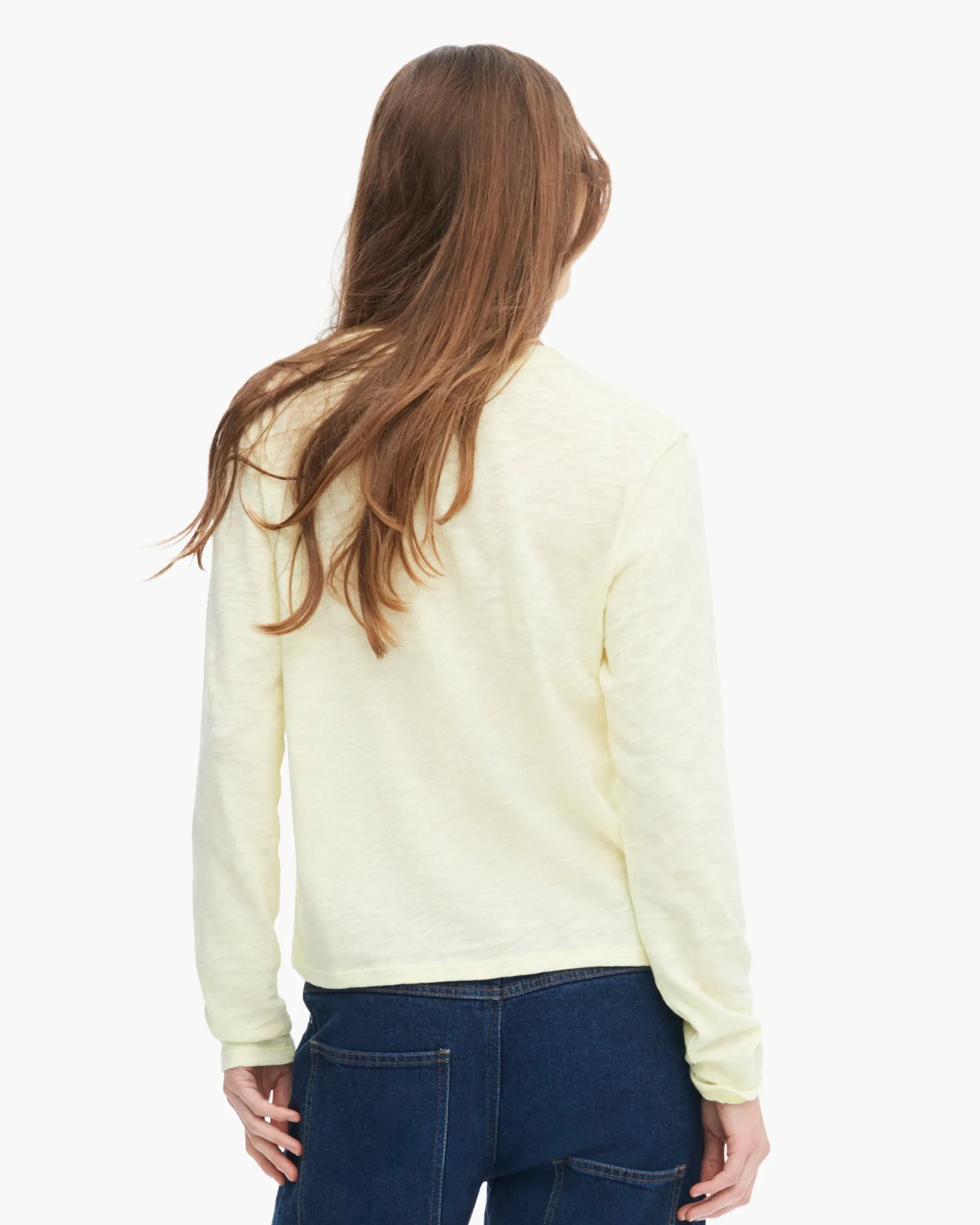 Slub Jersey Long Sleeve Crop Tee - Tender Yellow gender free