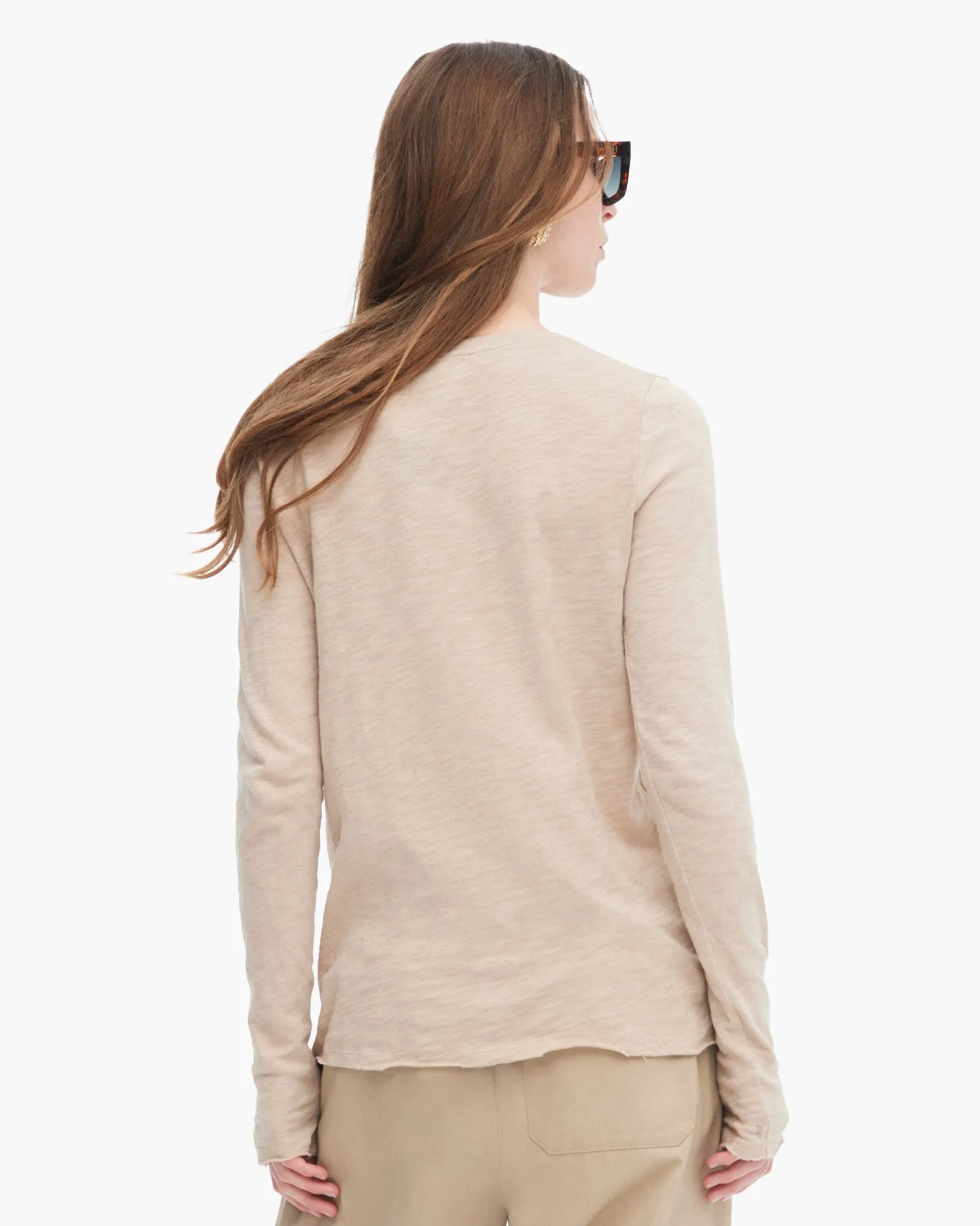 Slub Jersey Long Sleeve Destroyed Crew - Dune focus piece