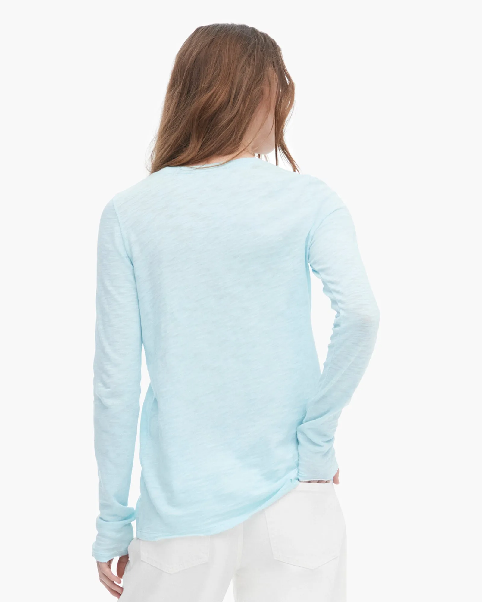 Slub Jersey Long Sleeve Destroyed Crew - Ocean Blue stay cool
