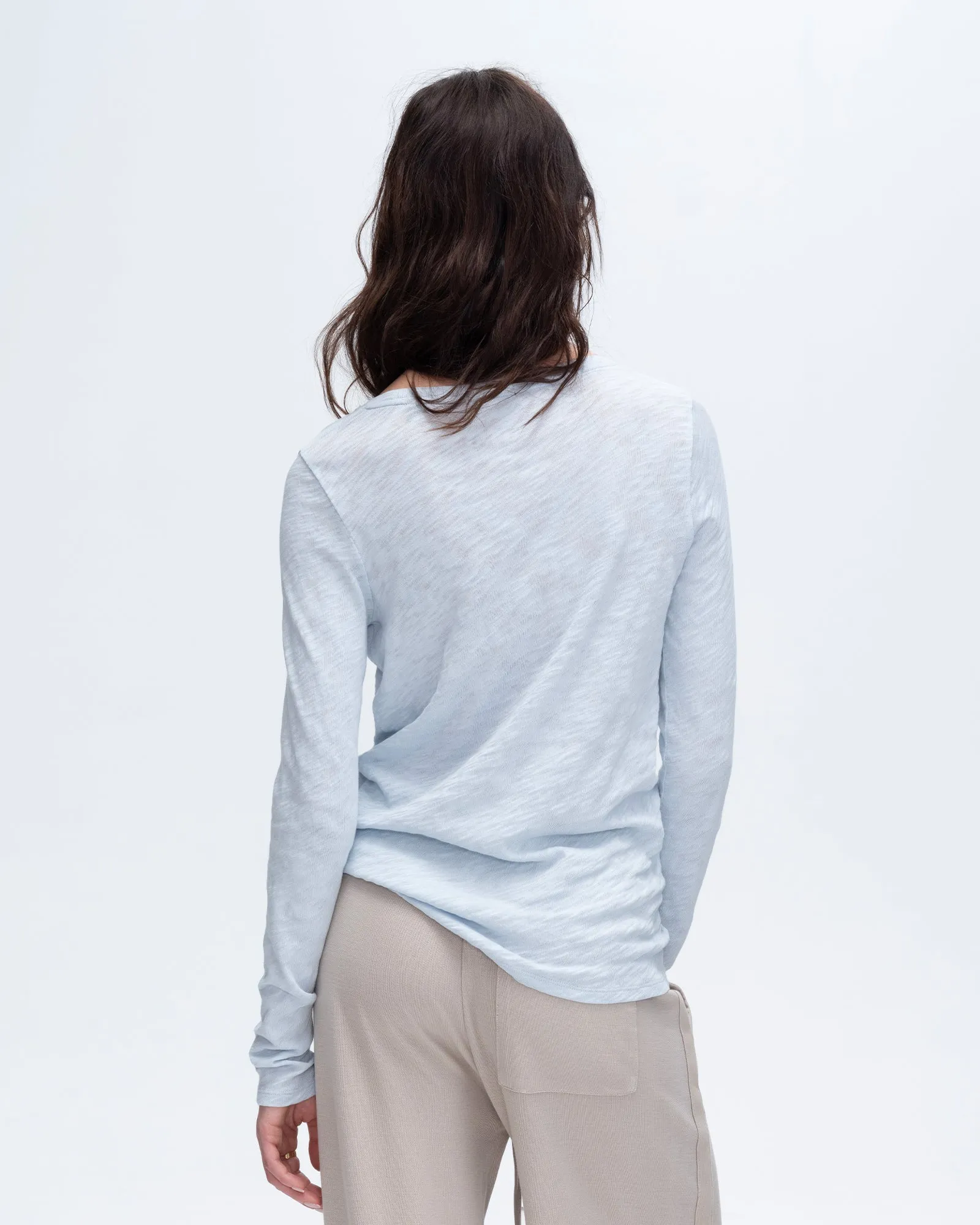 Slub Jersey Long Sleeve Destroyed Crew - Powder Blue urban tone