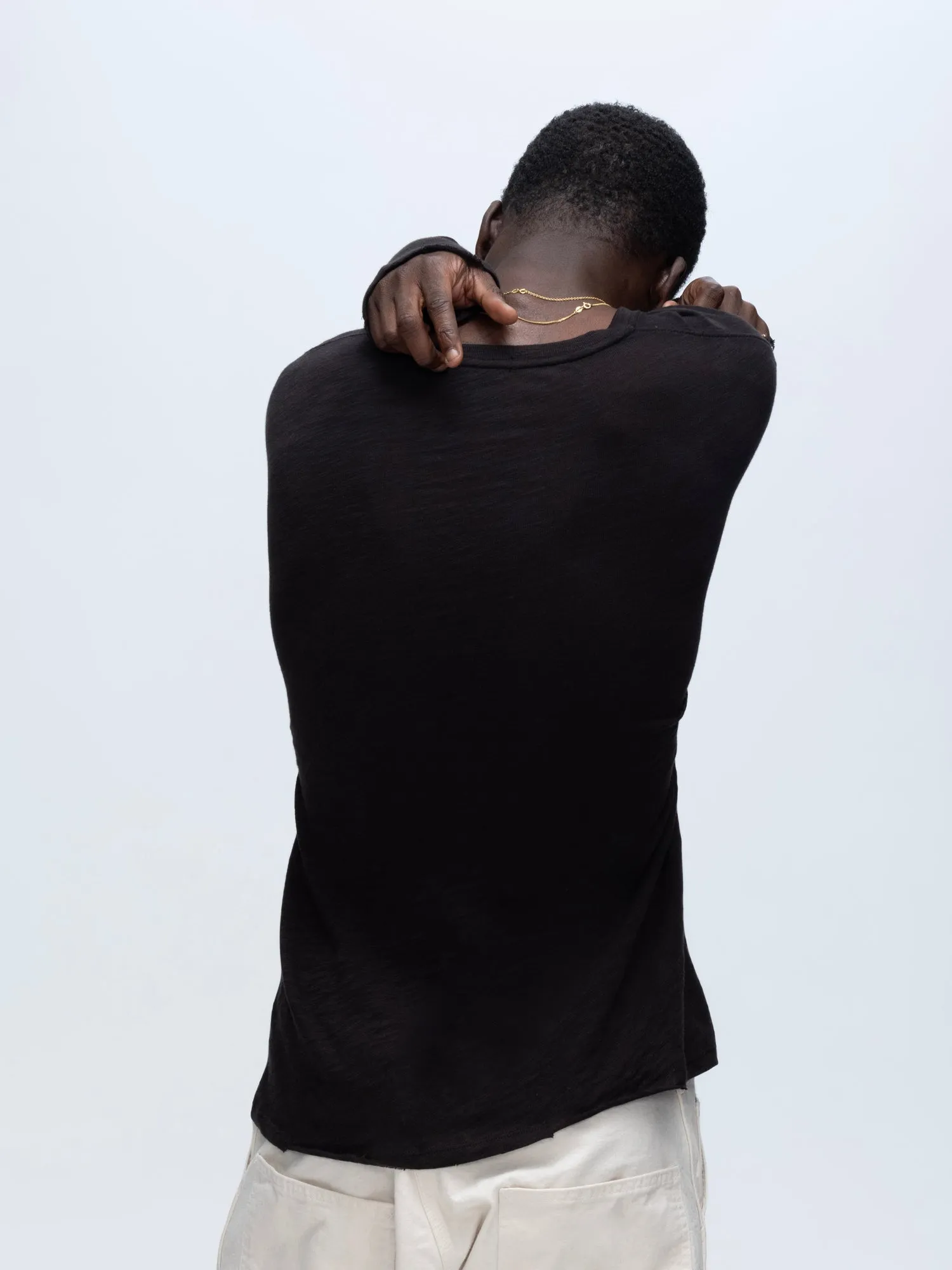 Slub Jersey Long Sleeve Destroyed Wash Tee - Black midseason pick