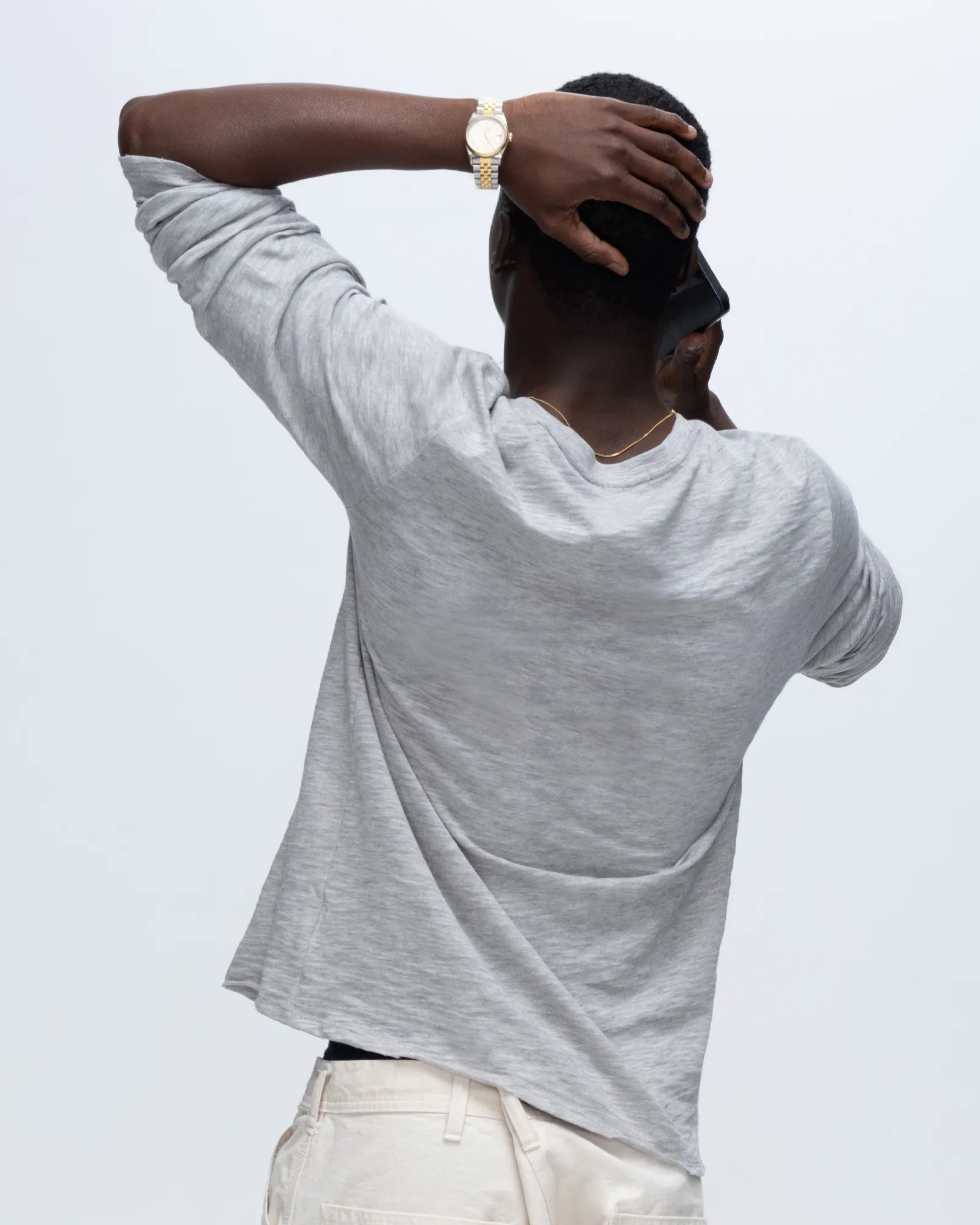 Slub Jersey Long Sleeve Destroyed Wash Tee - Heather Grey light move