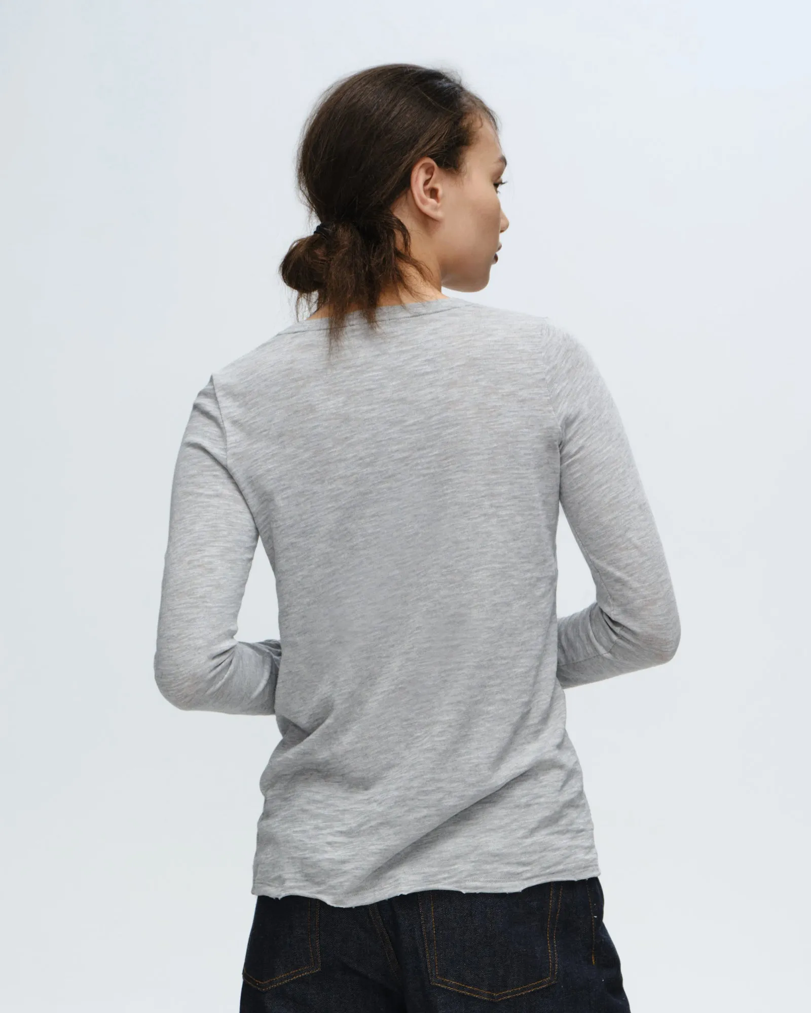 Slub Jersey Long Sleeve Destroyed Wash Tee - Heather Grey high vibe