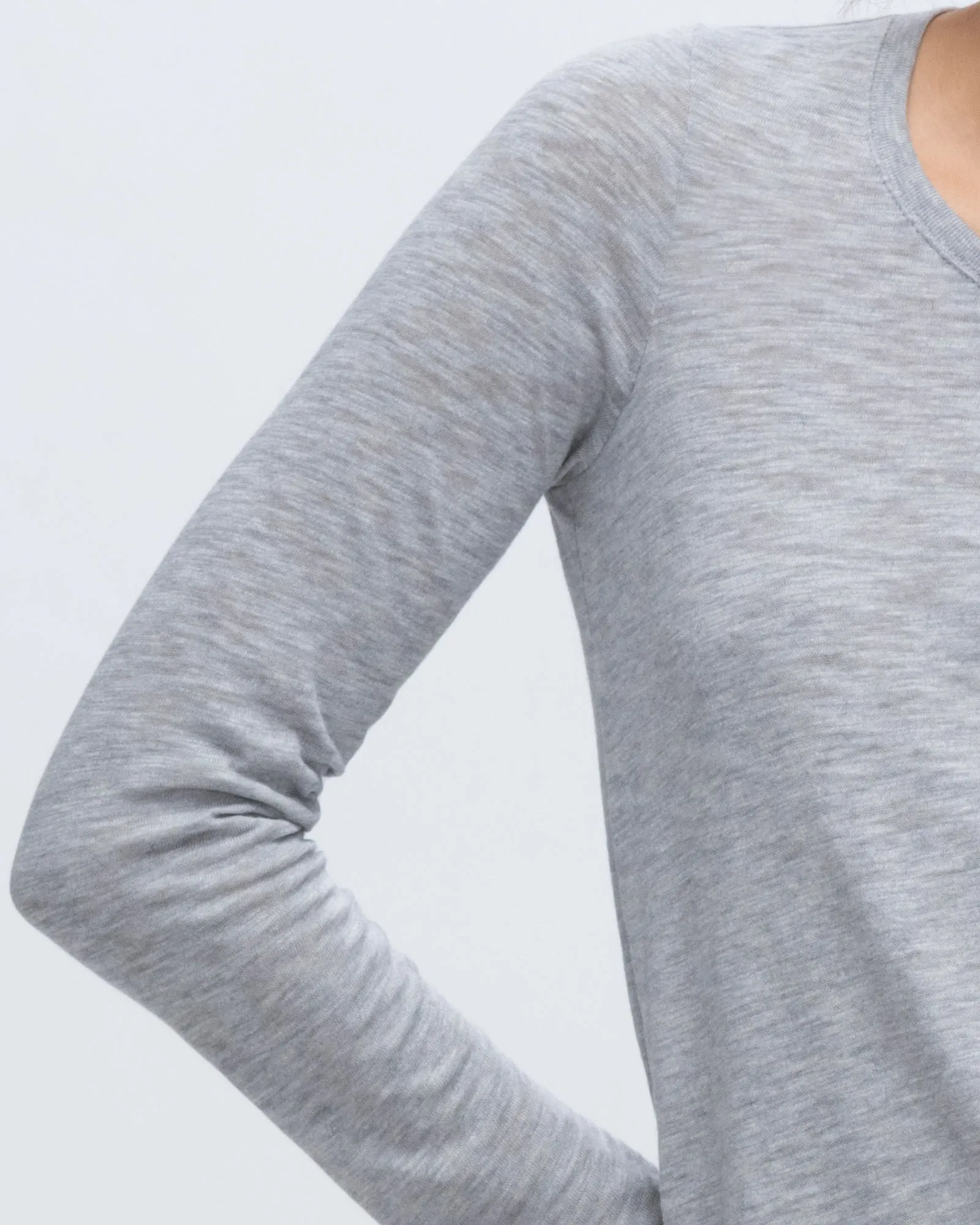 Slub Jersey Long Sleeve Destroyed Wash Tee - Heather Grey minimal mood