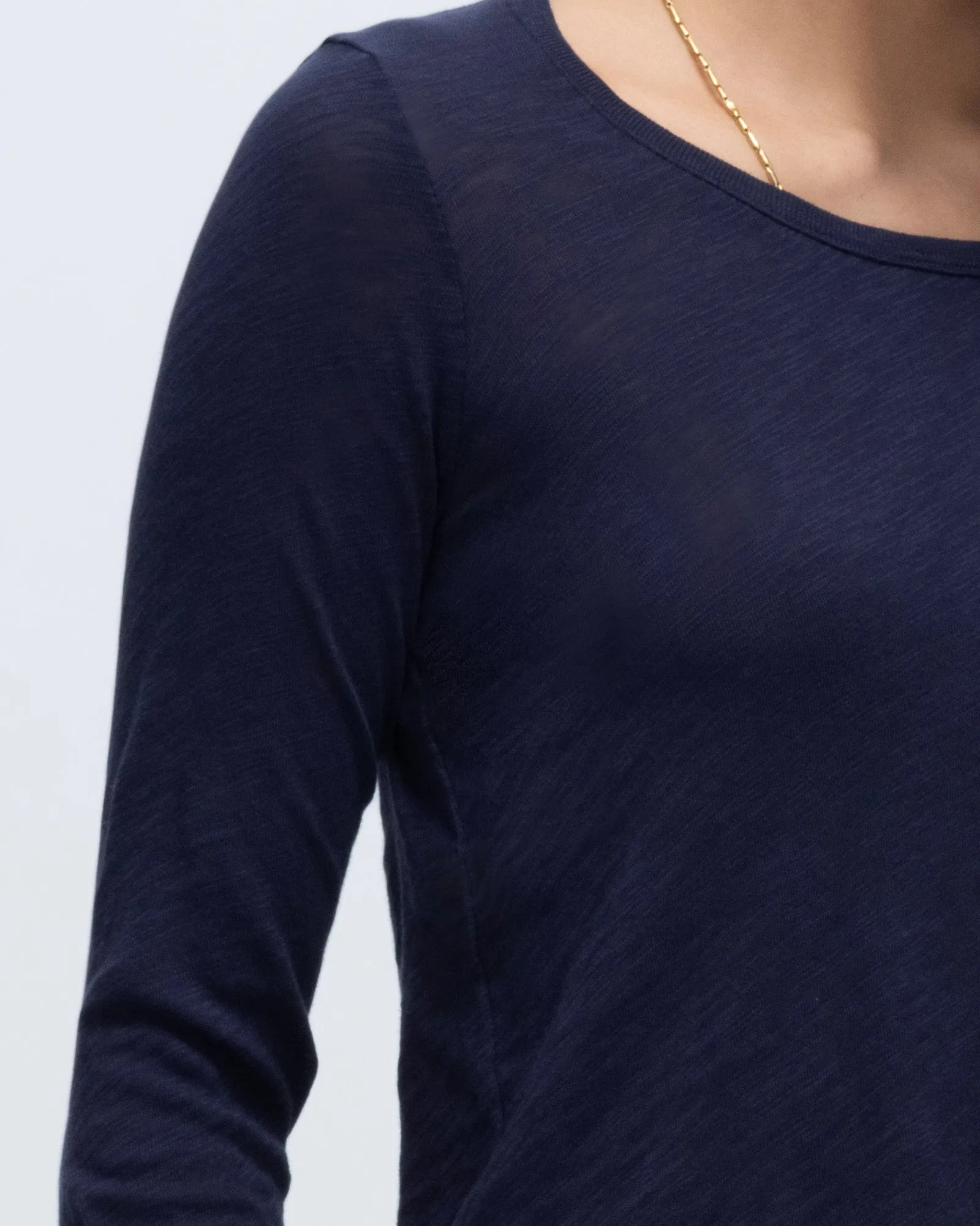 Slub Jersey Long Sleeve Destroyed Wash Tee - Midnight real mood