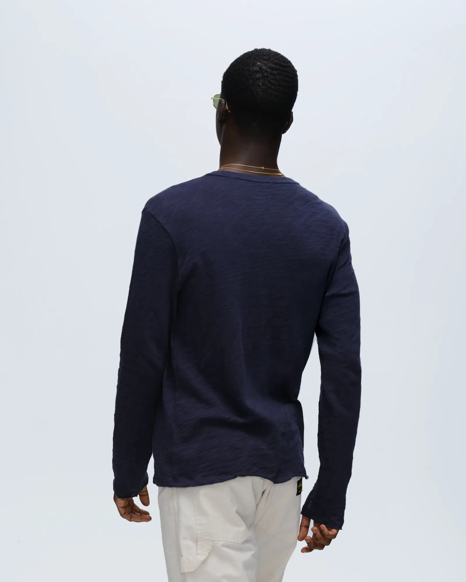 Slub Jersey Long Sleeve Destroyed Wash Tee - Midnight cozy chic