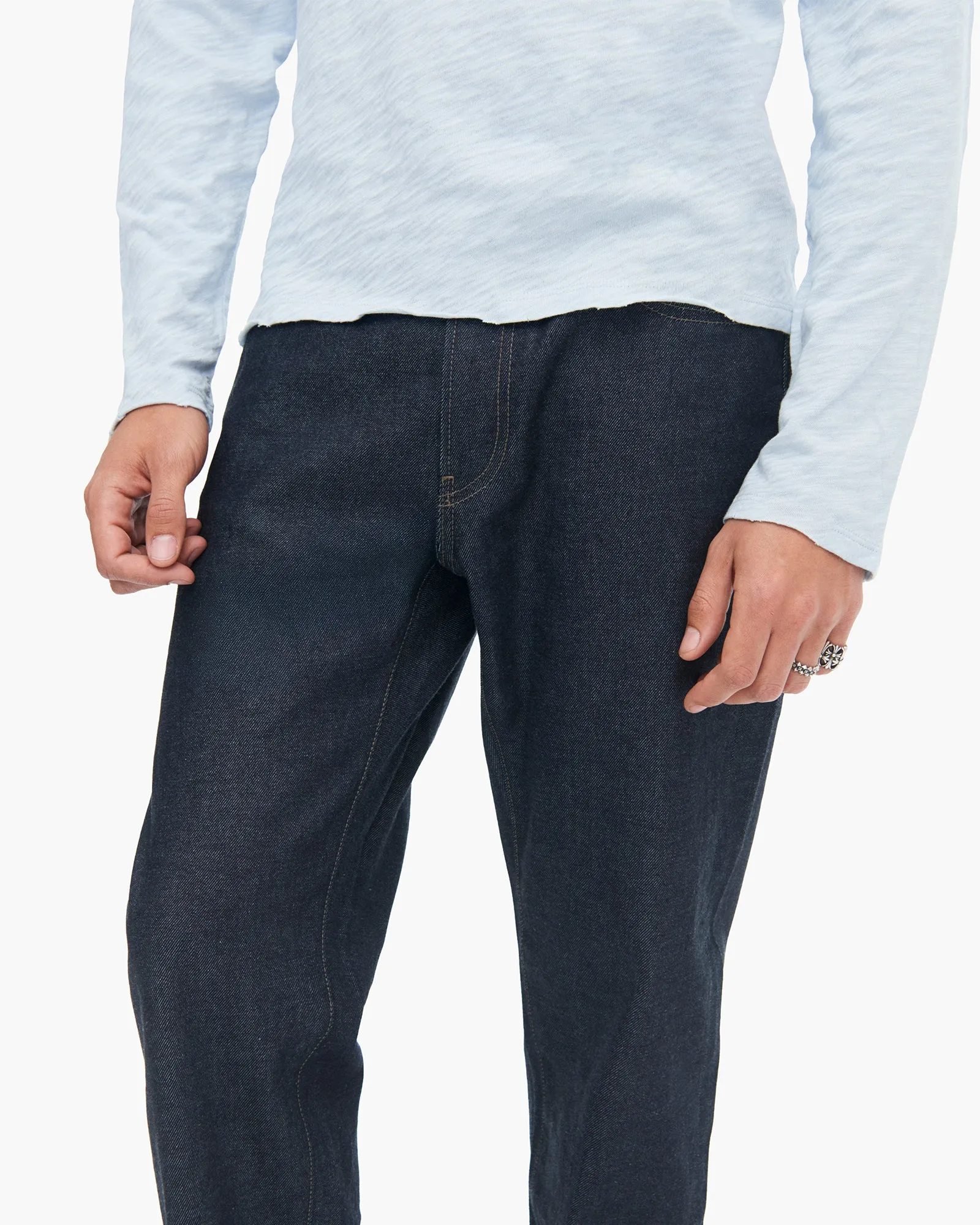Slub Jersey Long Sleeve Destroyed Wash Tee - Powder Blue graphic trend