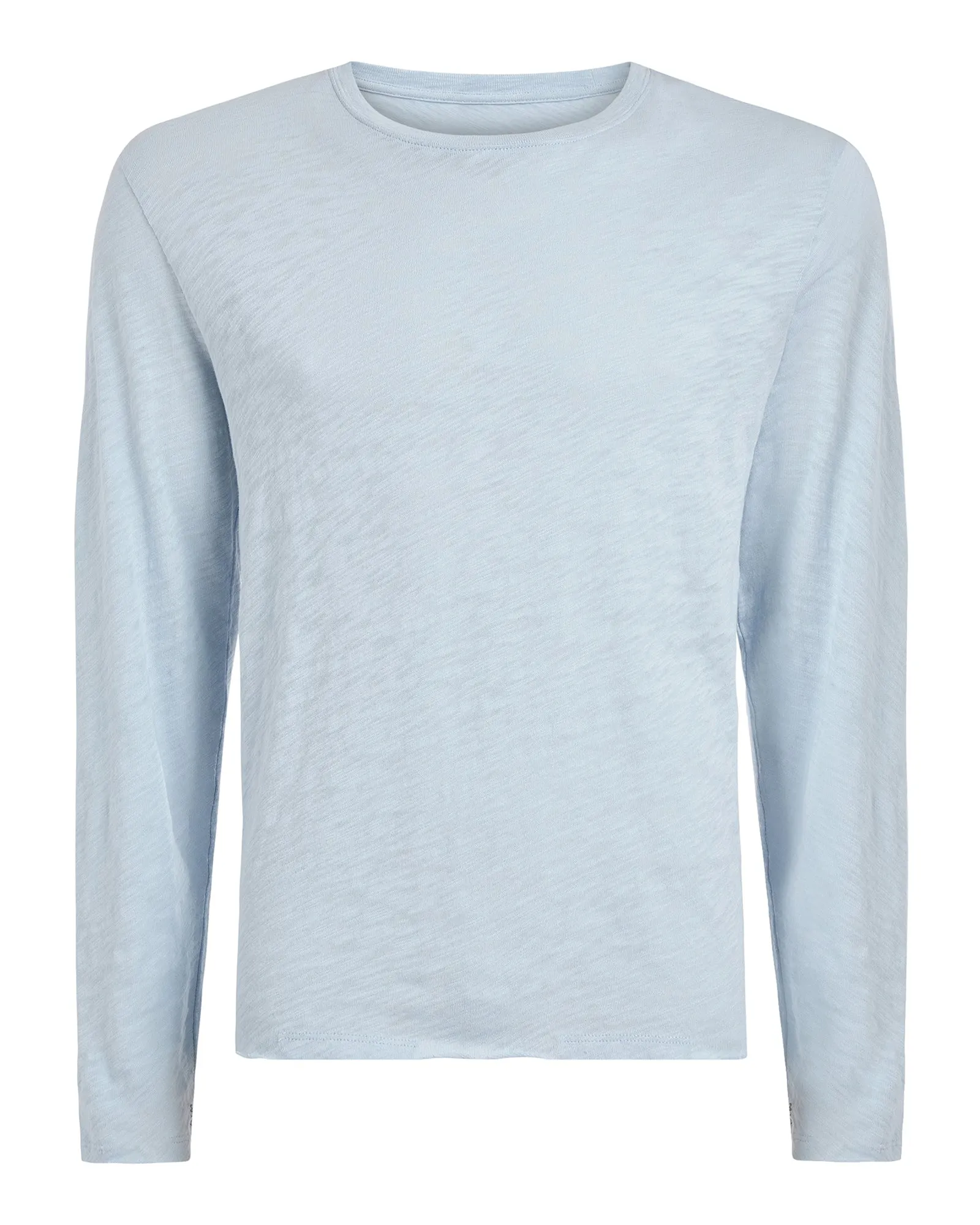 Slub Jersey Long Sleeve Destroyed Wash Tee - Powder Blue trend touch