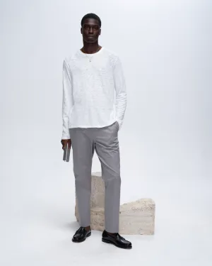 Slub Jersey Long Sleeve Destroyed Wash Tee - White summer cool
