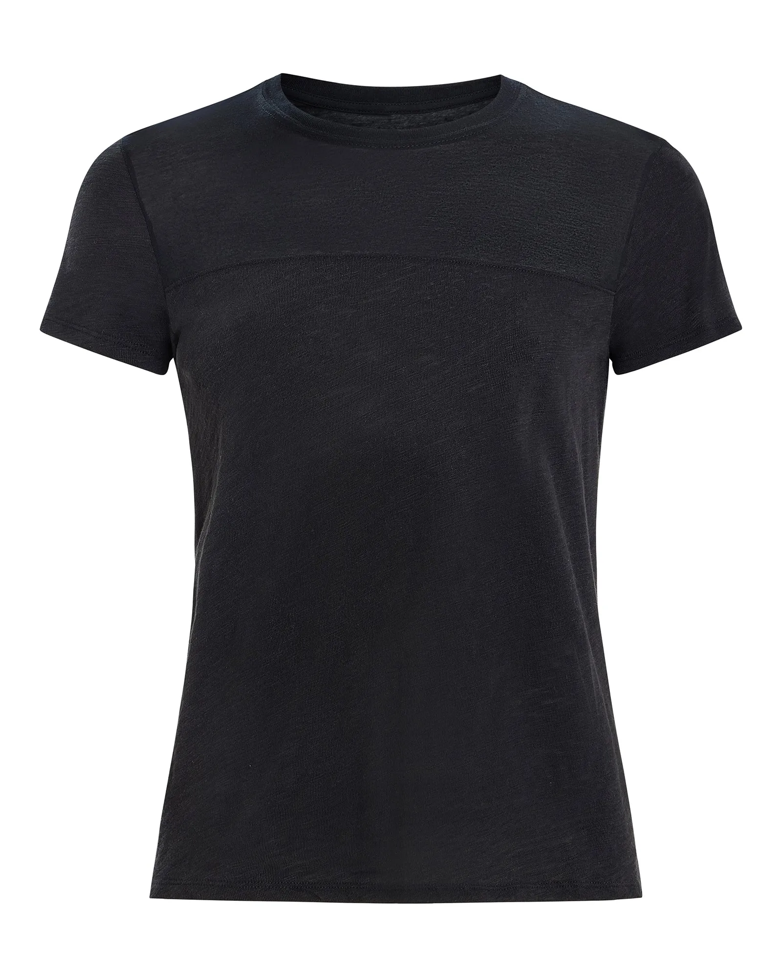 Slub Jersey Mixed Media Schoolboy Crew Neck Tee - Black light move
