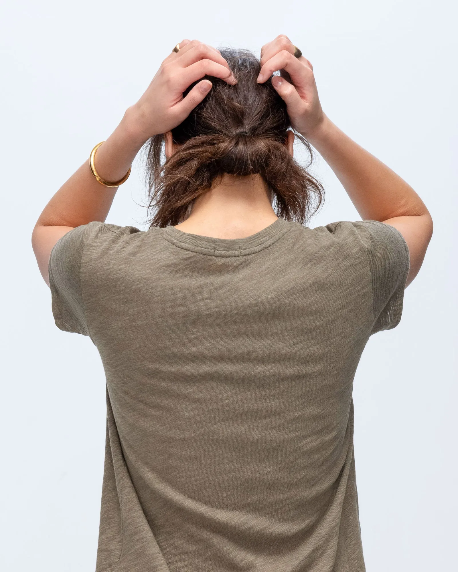 Slub Jersey Schoolboy Crew Neck Tee - Army stay relaxed