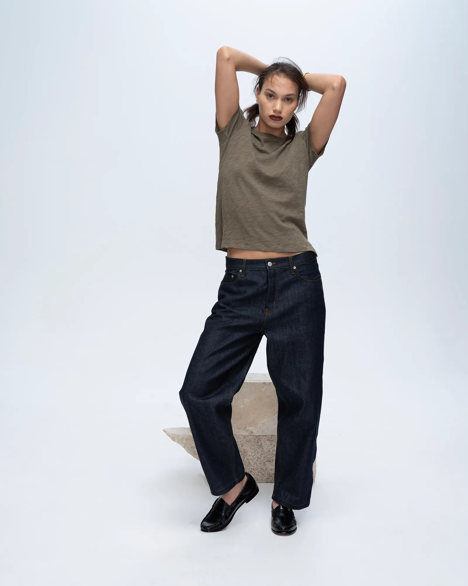 Slub Jersey Schoolboy Crew Neck Tee - Army chill gear