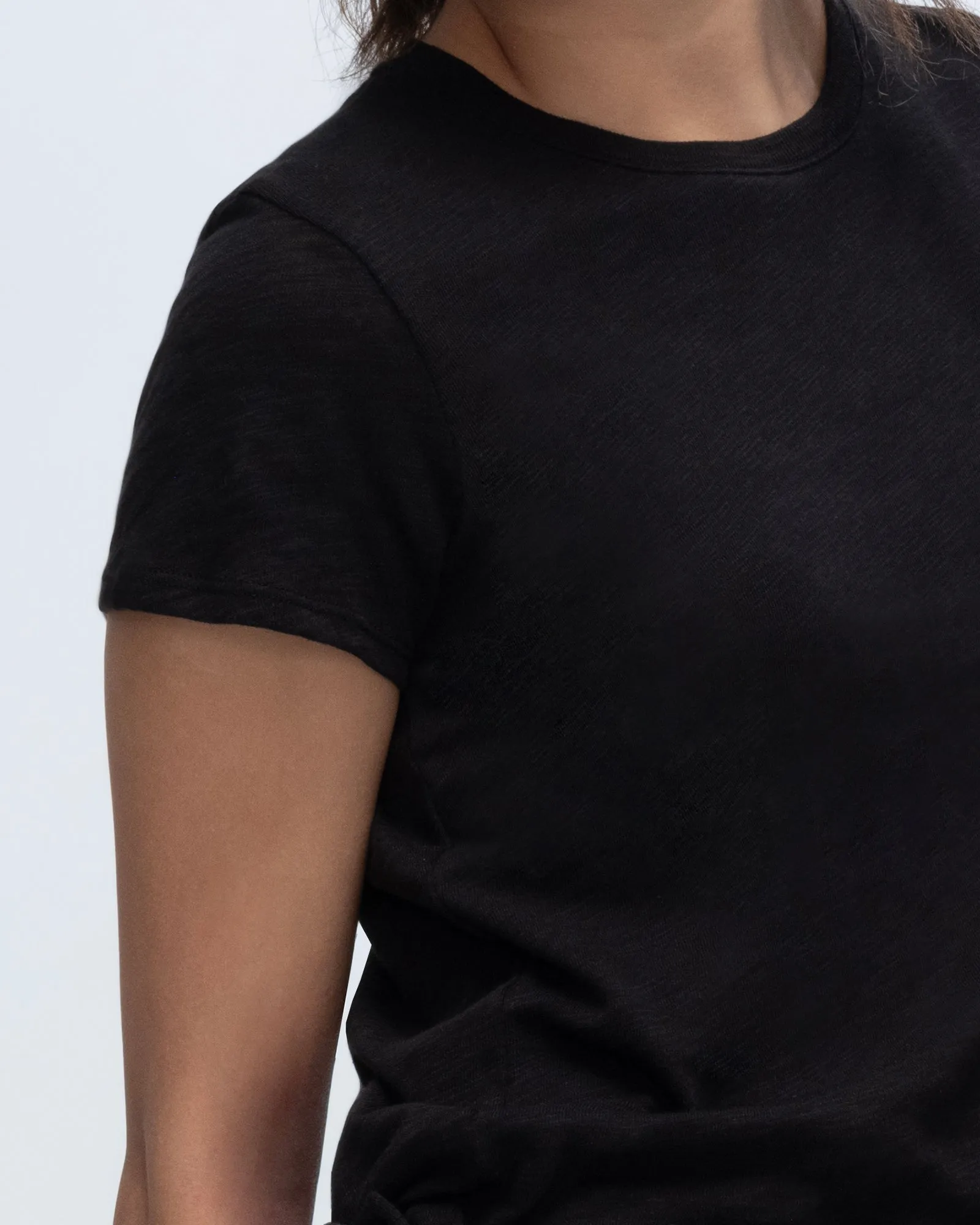 Slub Jersey Schoolboy Crew Neck Tee - Black stylish pick