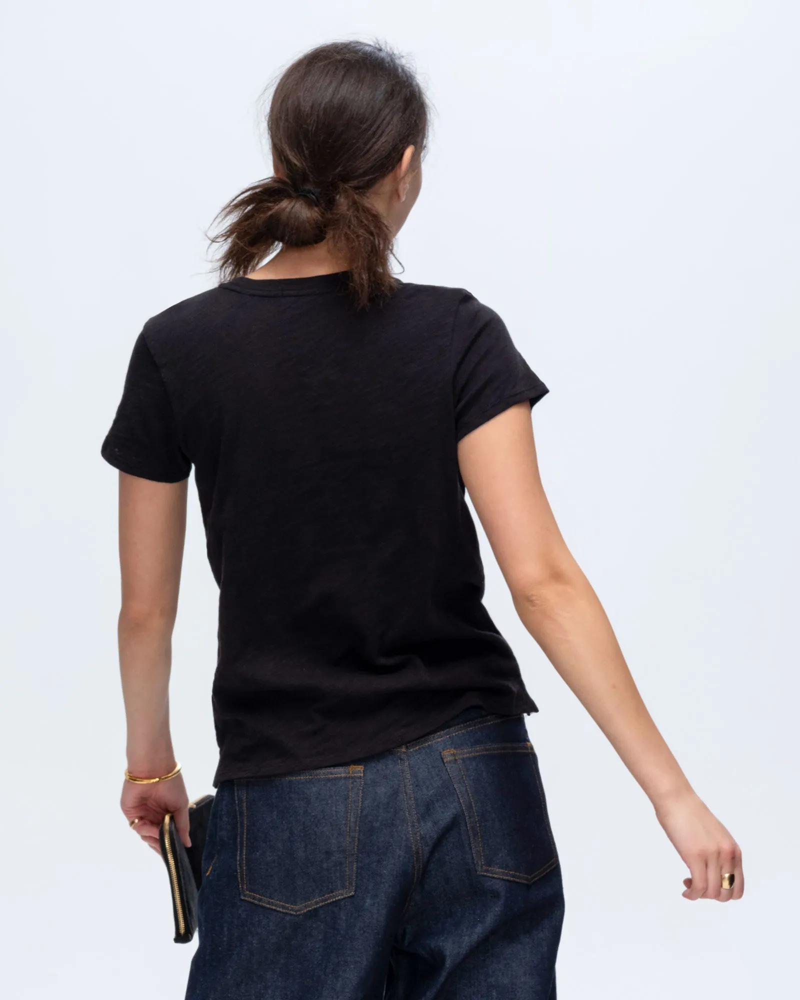 Slub Jersey Schoolboy Crew Neck Tee - Black lounge ready