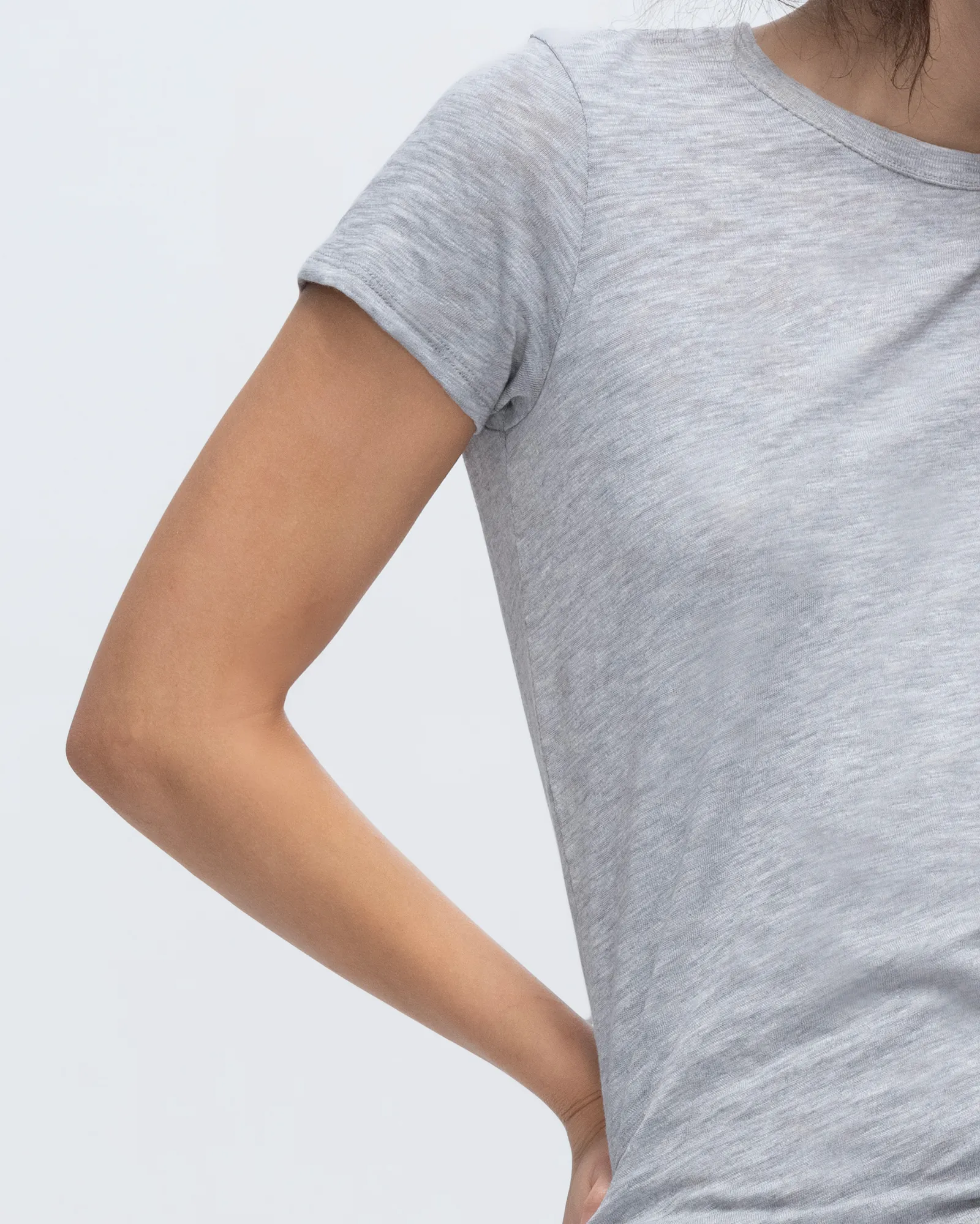 Slub Jersey Schoolboy Crew Neck Tee - Heather Grey new wave