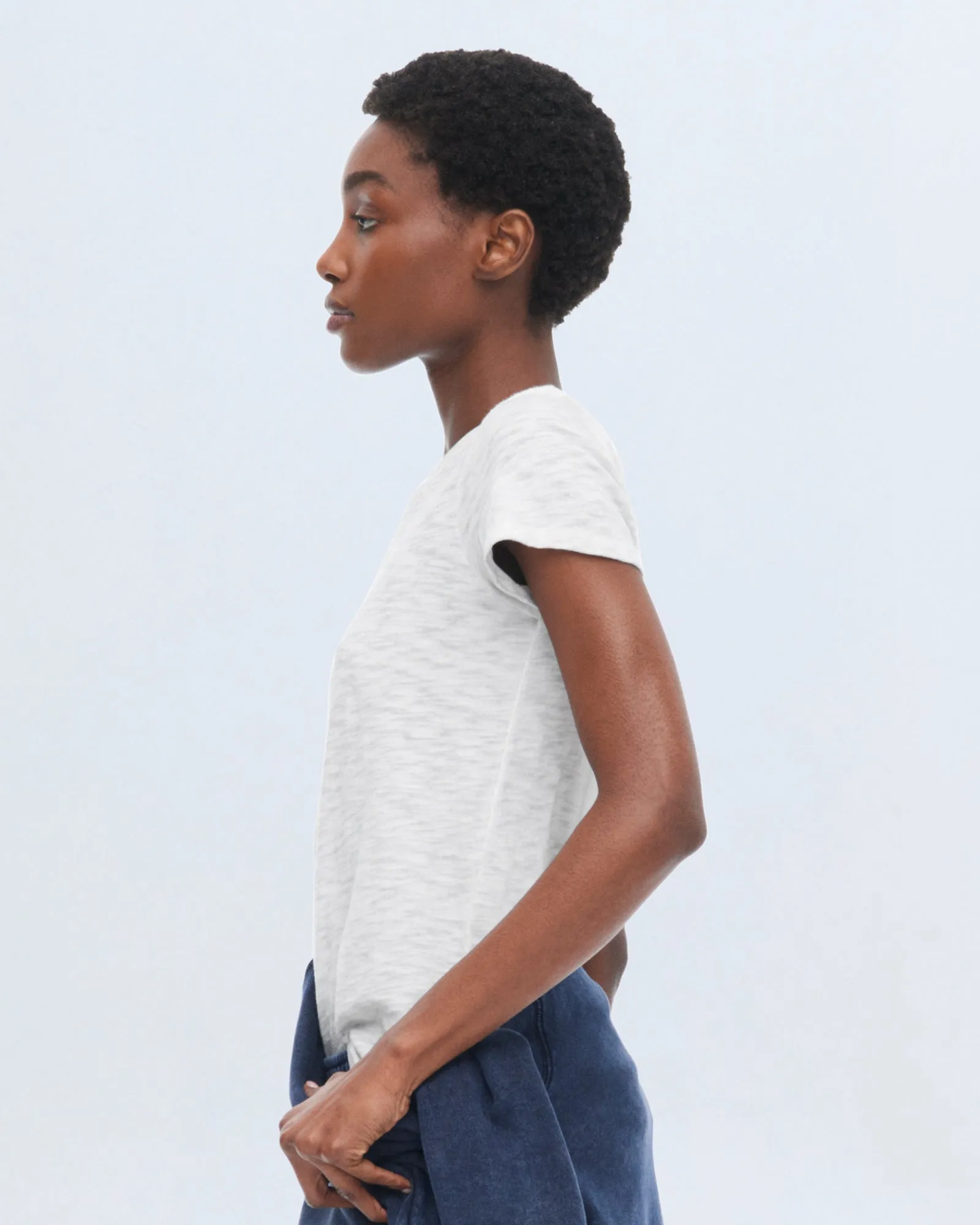 Slub Jersey Schoolboy Crew Neck Tee - White casual wear