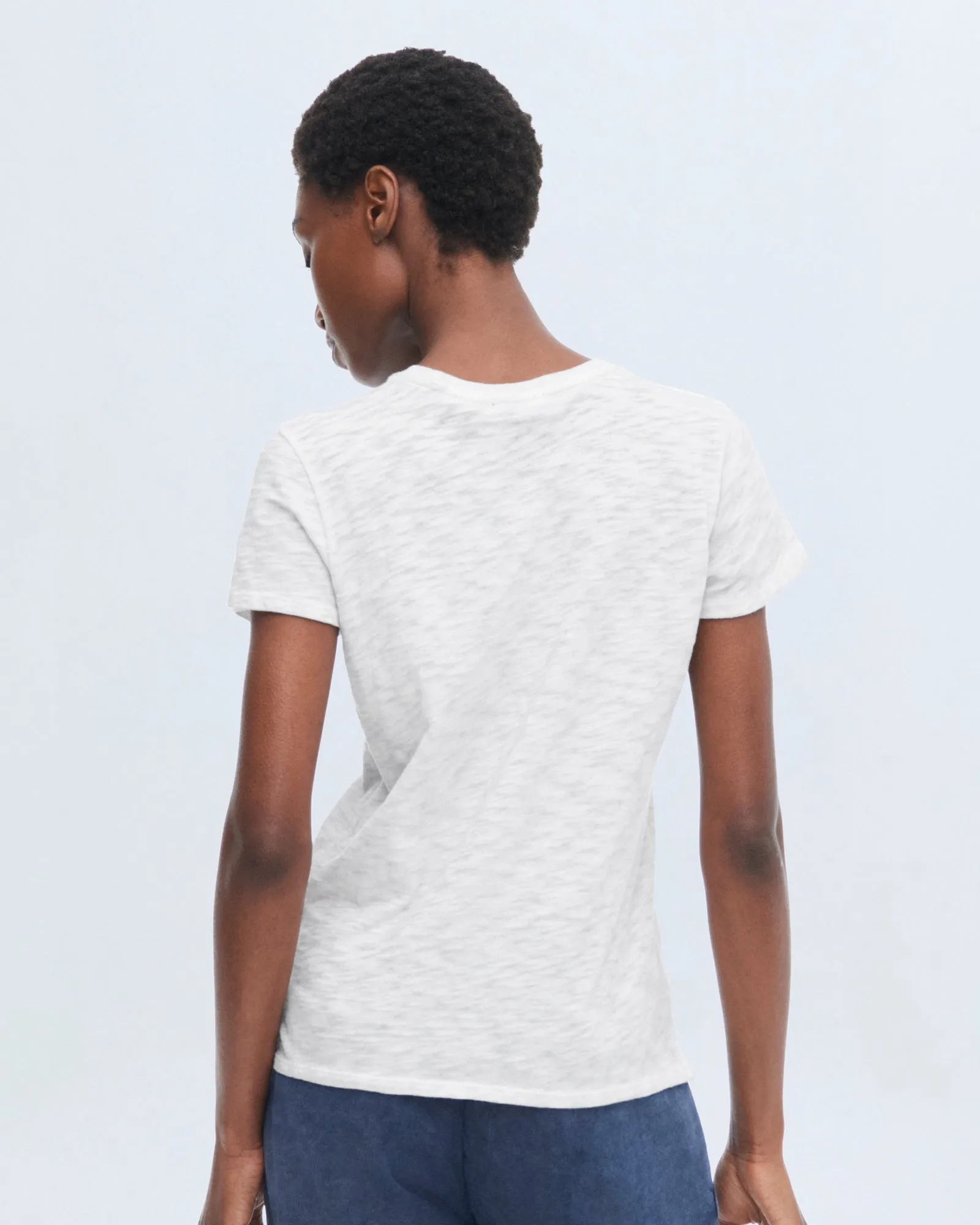 Slub Jersey Schoolboy Crew Neck Tee - White casual trend