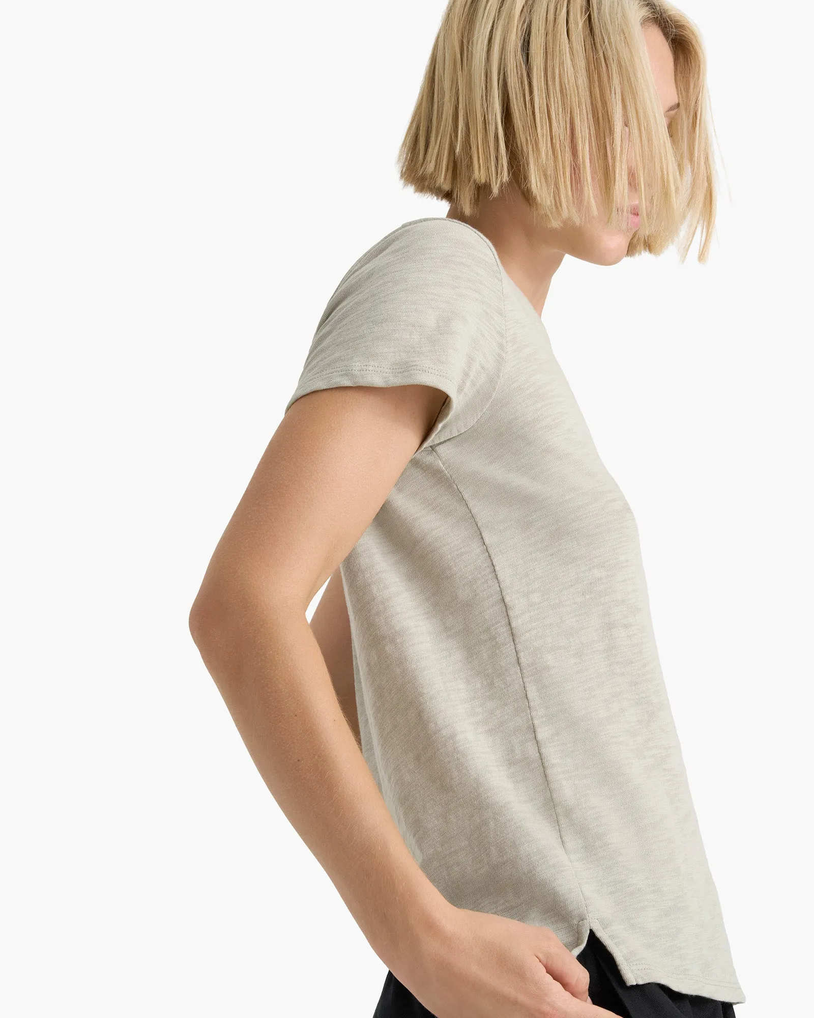 Slub Jersey Schoolboy Short Sleeve Crew Neck Tee - Abbey Stone home vibe