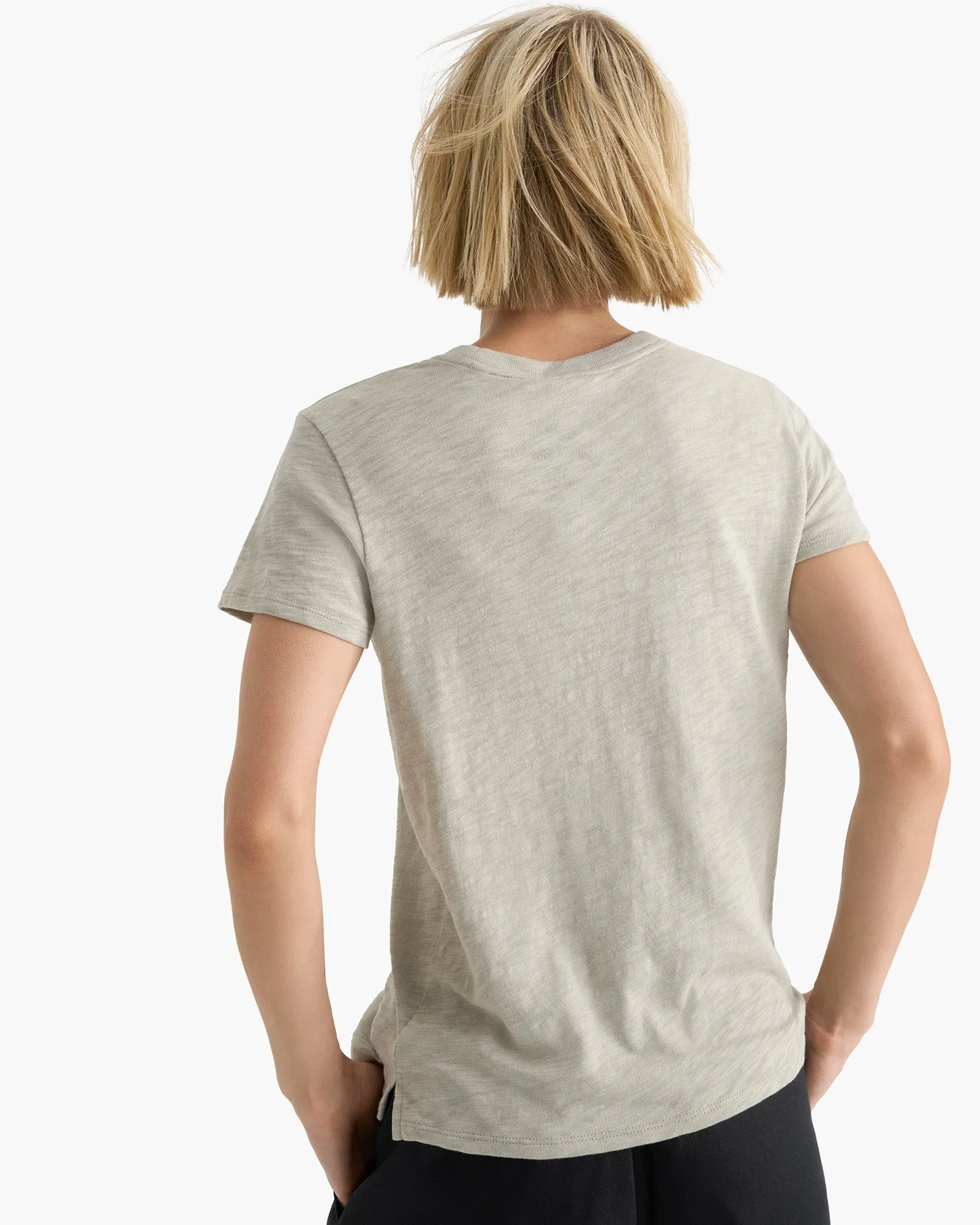 Slub Jersey Schoolboy Short Sleeve Crew Neck Tee - Abbey Stone stylish pick