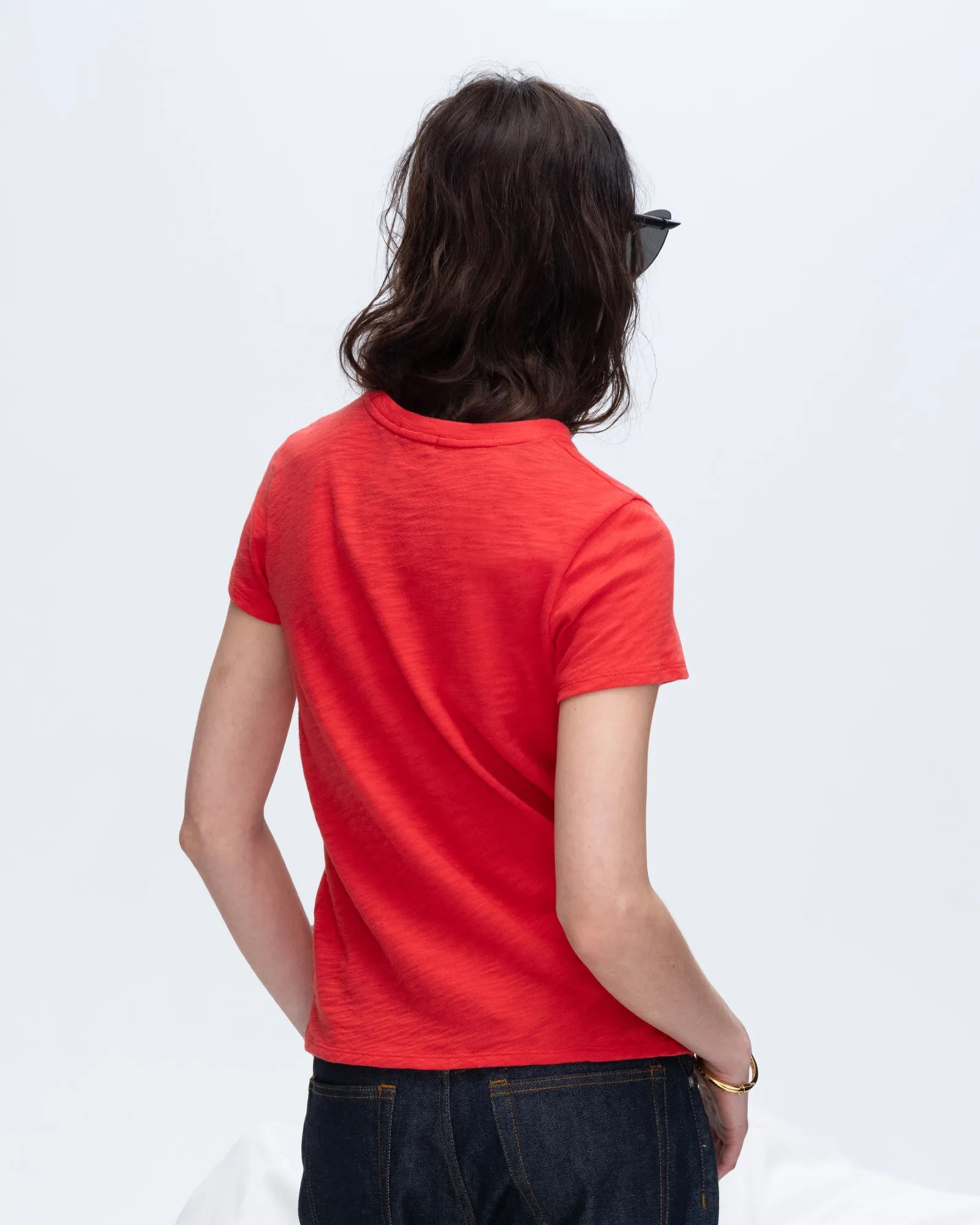 Slub Jersey Schoolboy Short Sleeve Crew Neck Tee - Cardinal Red sporty edge