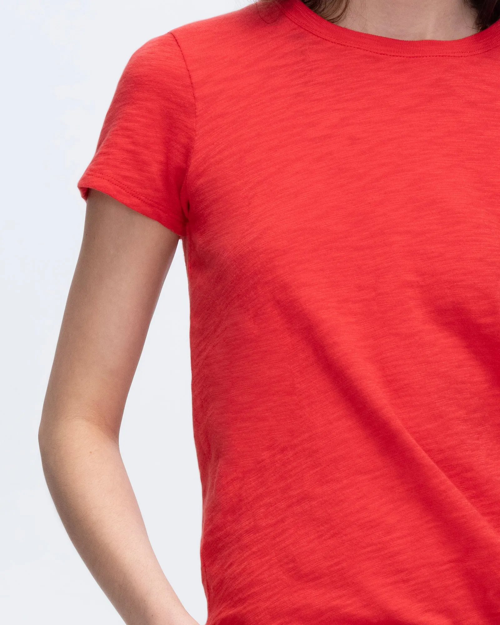 Slub Jersey Schoolboy Short Sleeve Crew Neck Tee - Cardinal Red classic design