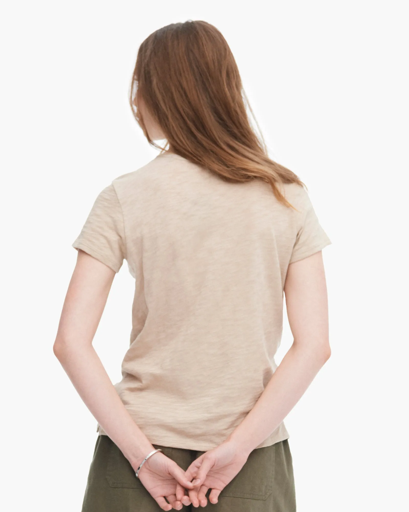 Slub Jersey Schoolboy Short Sleeve Crew Neck Tee - Dune art street