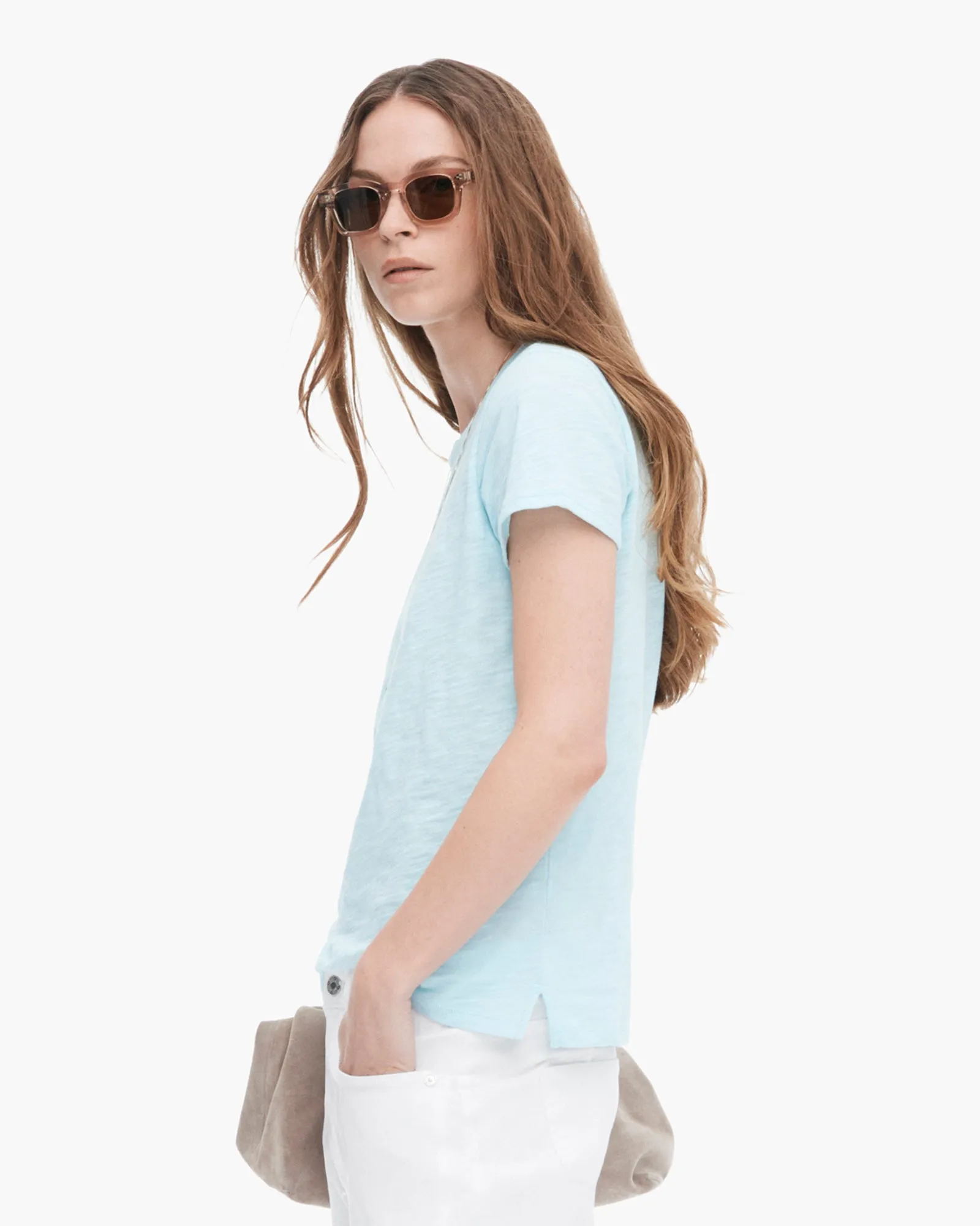 Slub Jersey Schoolboy Short Sleeve Crew Neck Tee - Ocean Blue home vibe