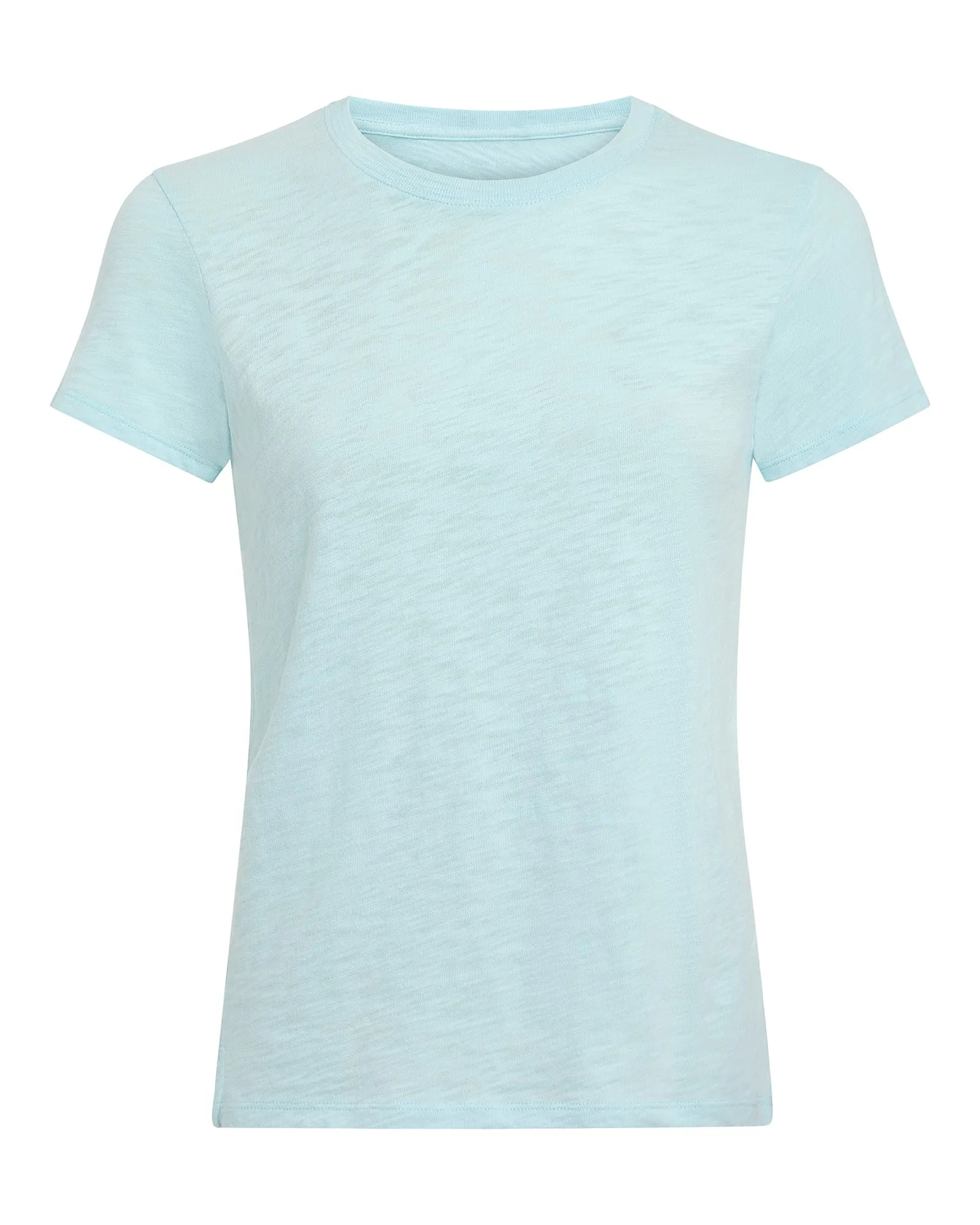 Slub Jersey Schoolboy Short Sleeve Crew Neck Tee - Ocean Blue street style
