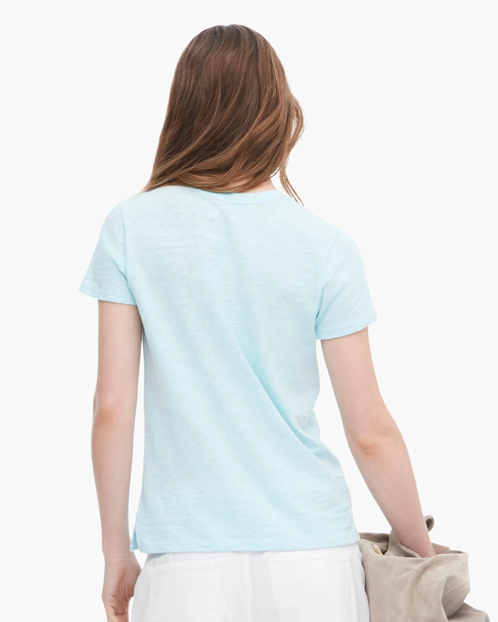 Slub Jersey Schoolboy Short Sleeve Crew Neck Tee - Ocean Blue match vibe