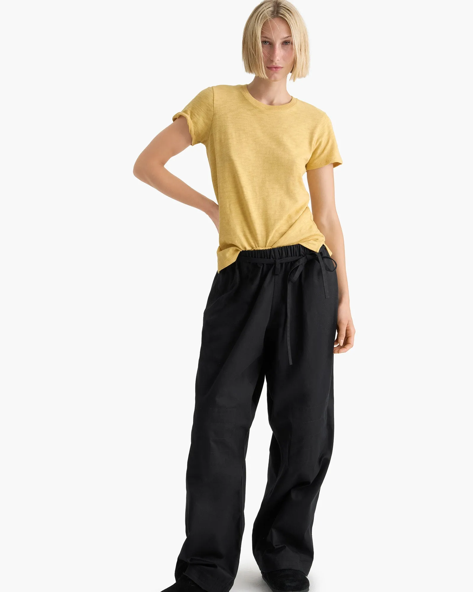 Slub Jersey Schoolboy Short Sleeve Crew Neck Tee - Sunflower relax mode